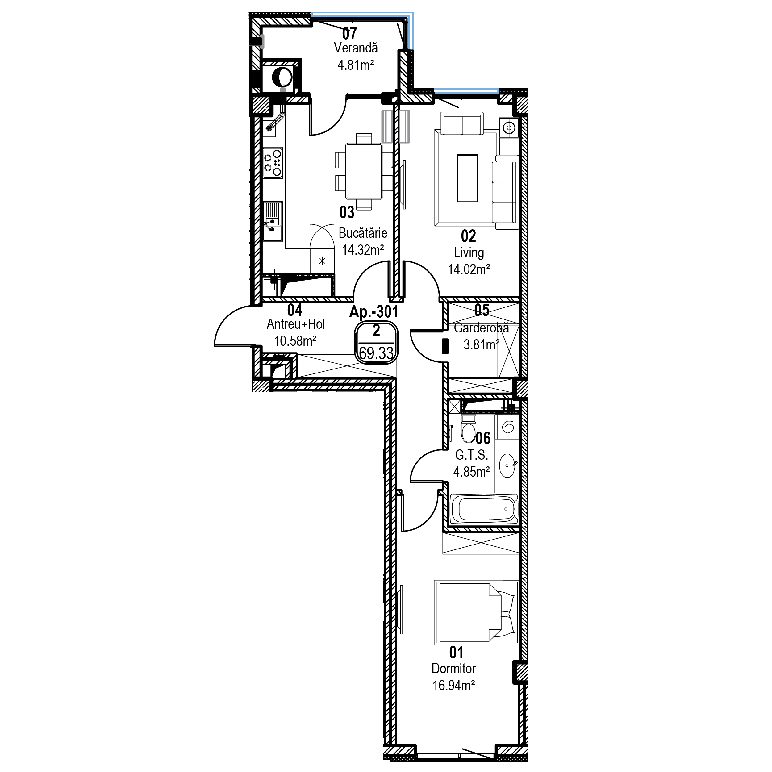 Apartament cu 2 camere
