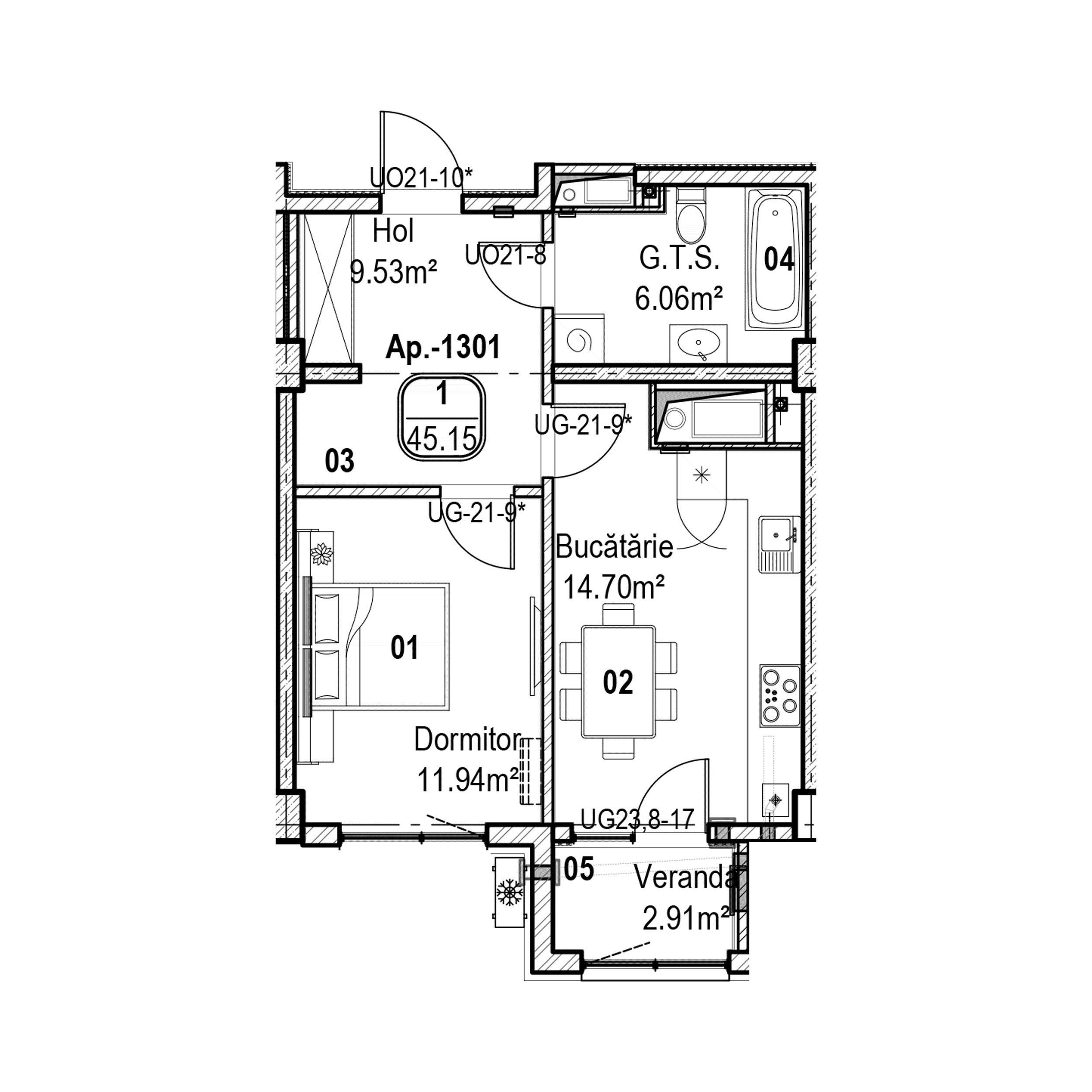 Apartament cu 1 cameră