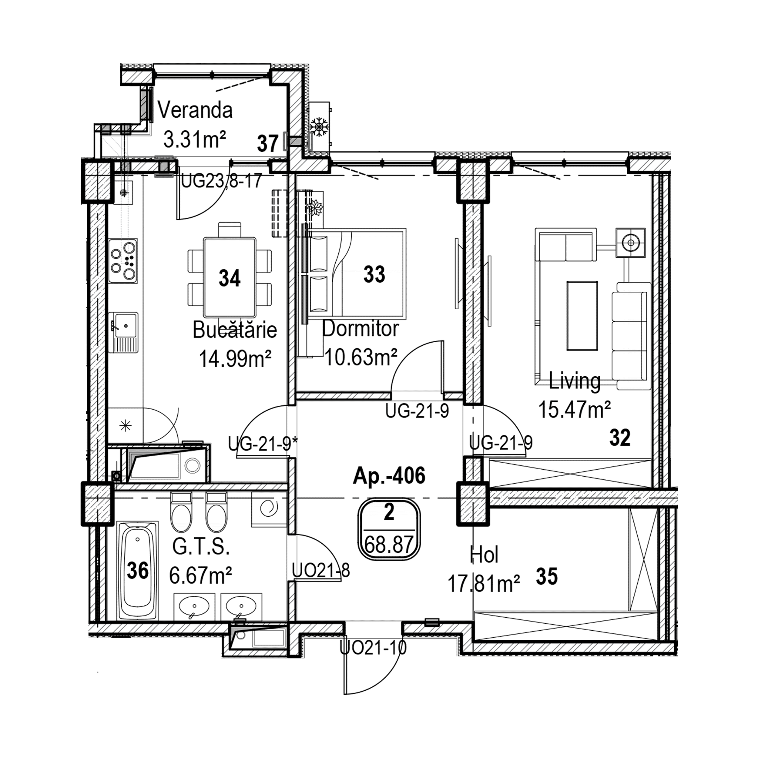 Apartament cu 2 camere