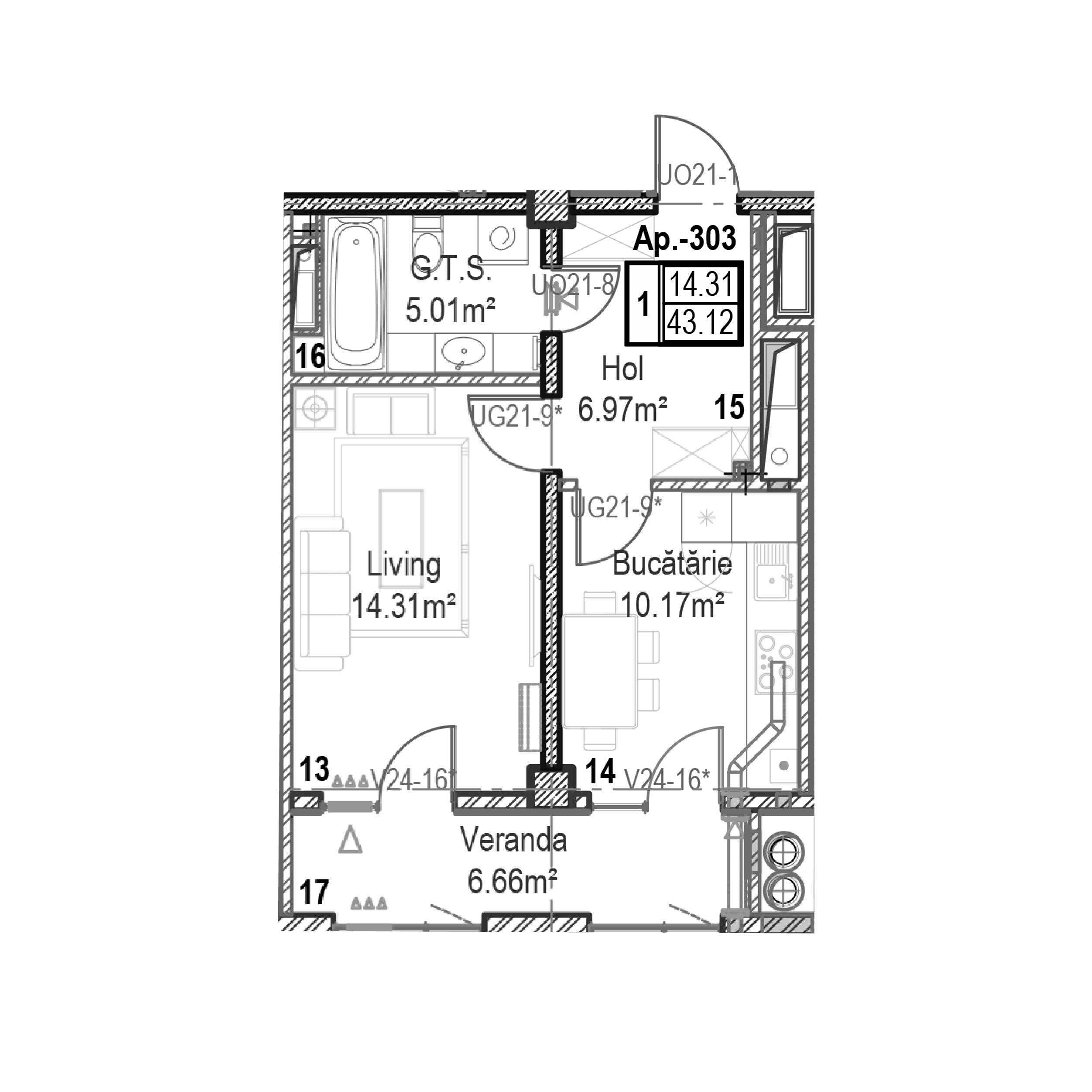 Apartament cu 1 cameră