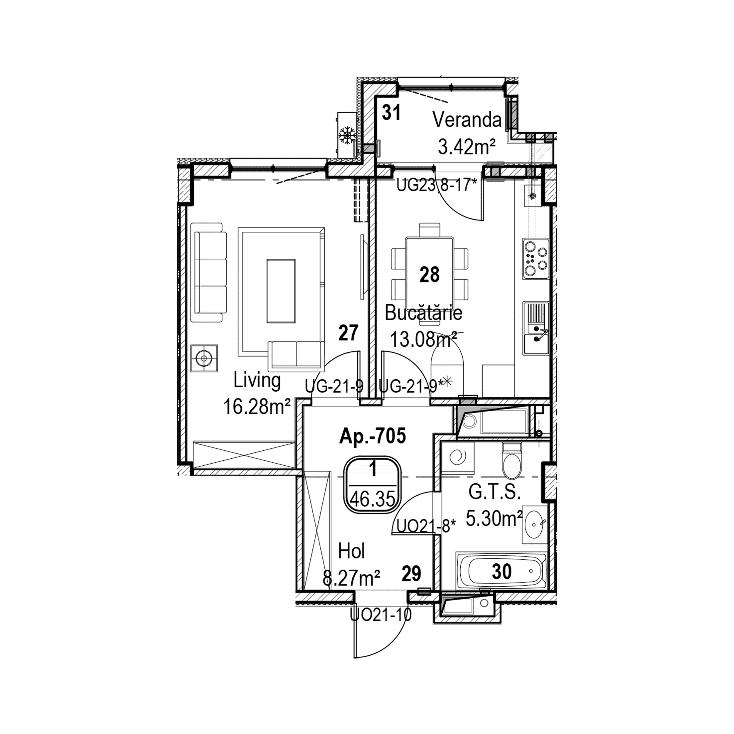 Apartament cu 1 cameră