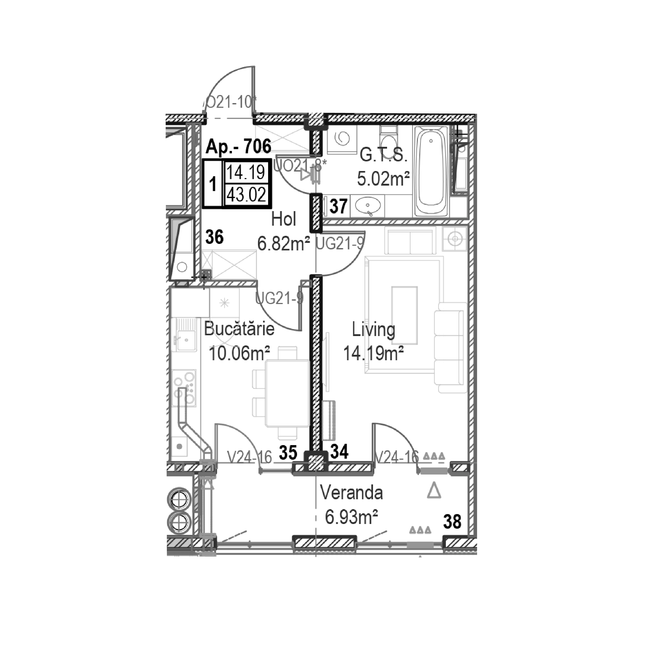 Apartament cu 1 cameră
