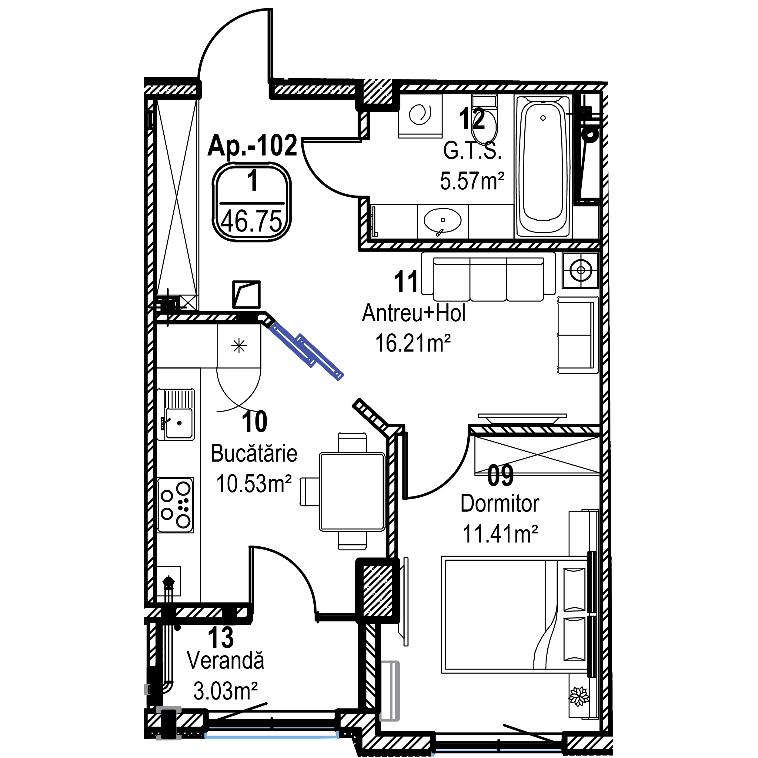 Apartament cu 1 cameră
