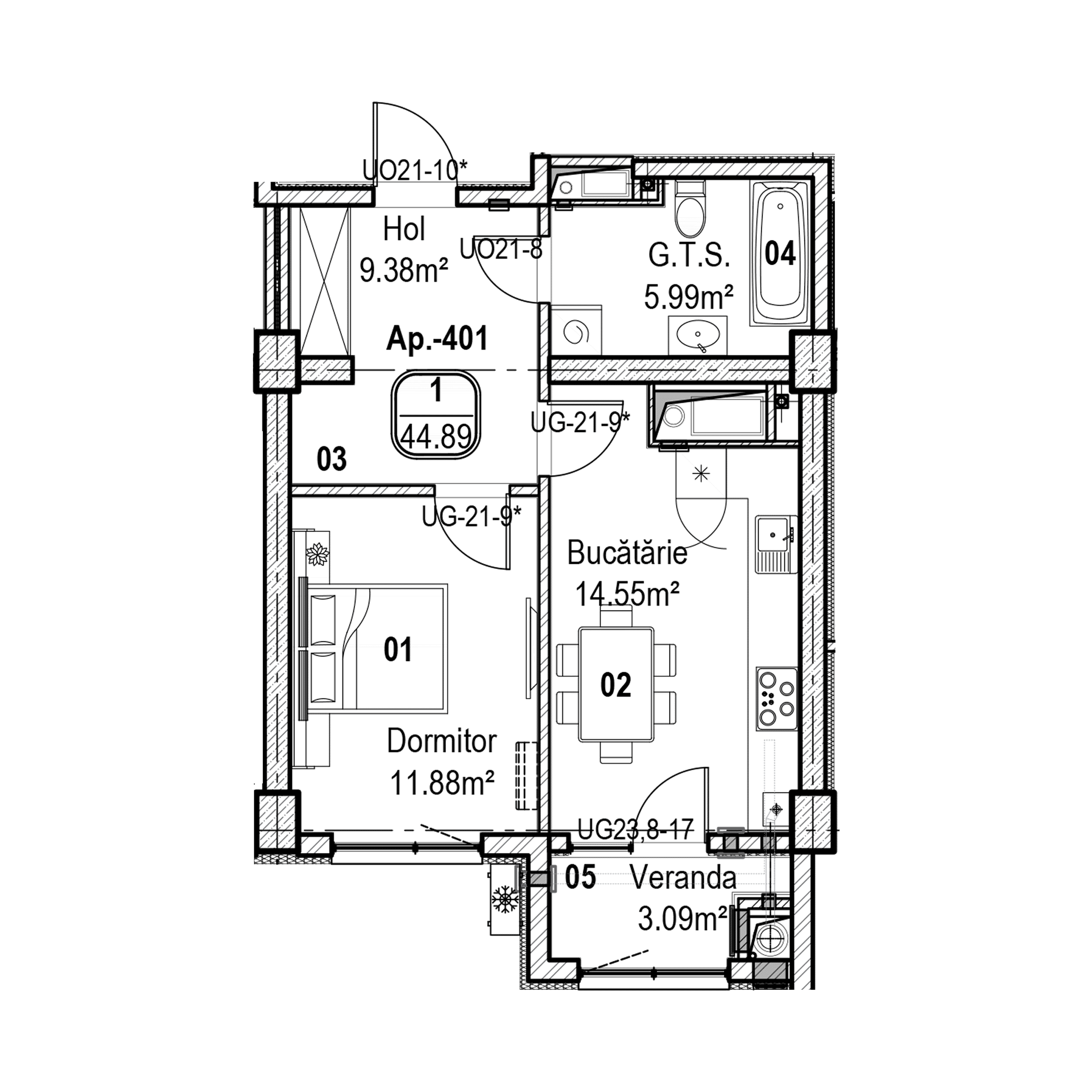 Apartament cu 1 cameră