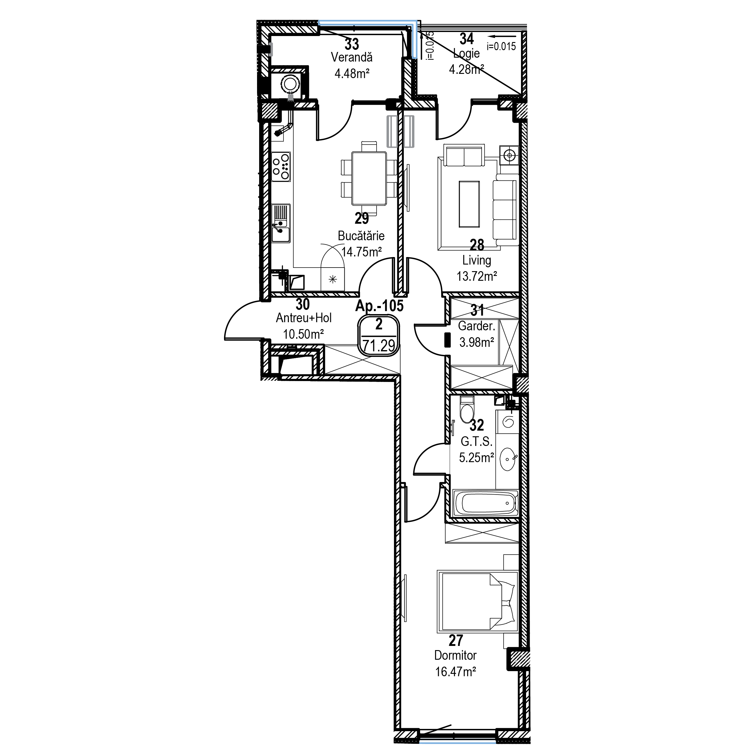 Apartament cu 2 camere