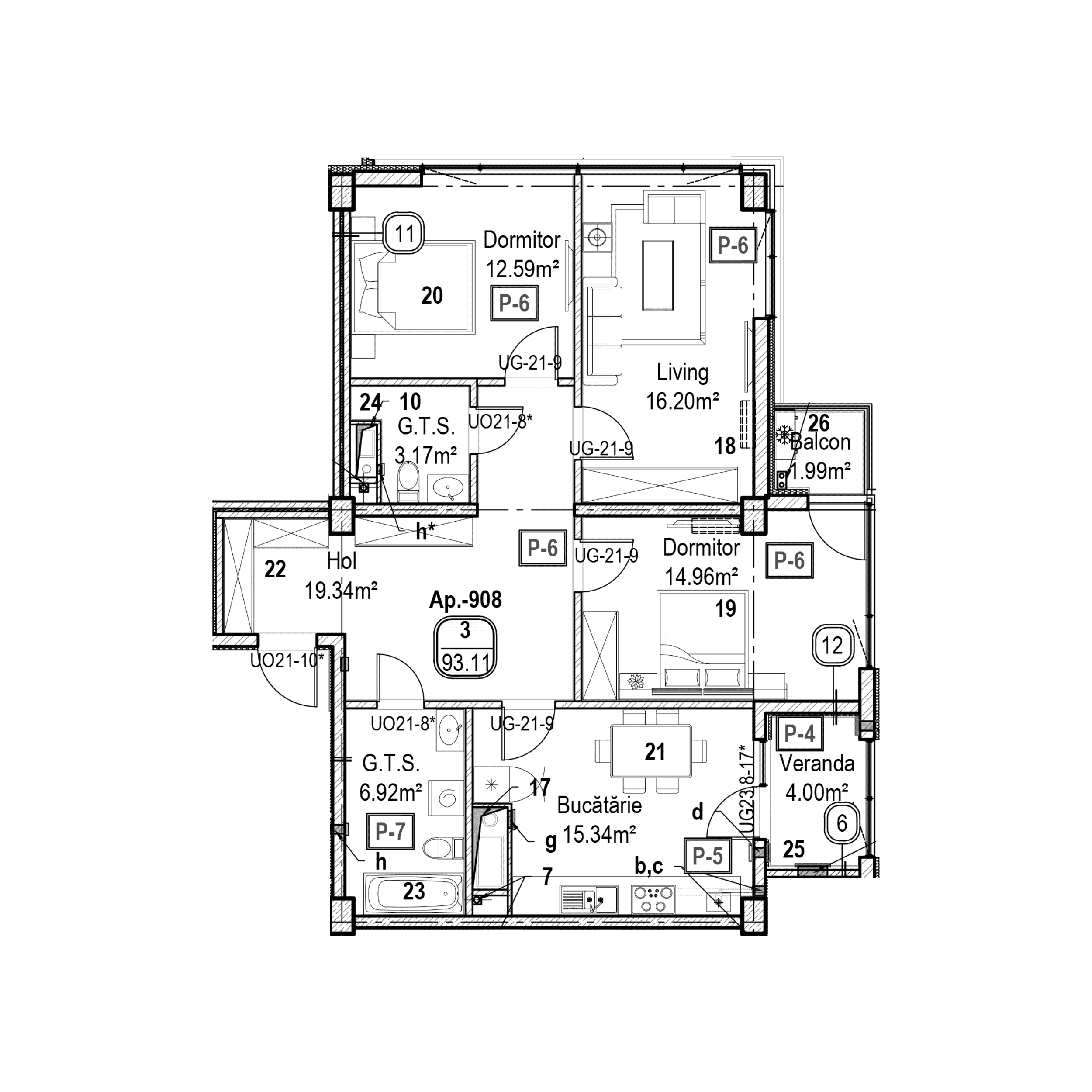 Apartament cu 3 camere