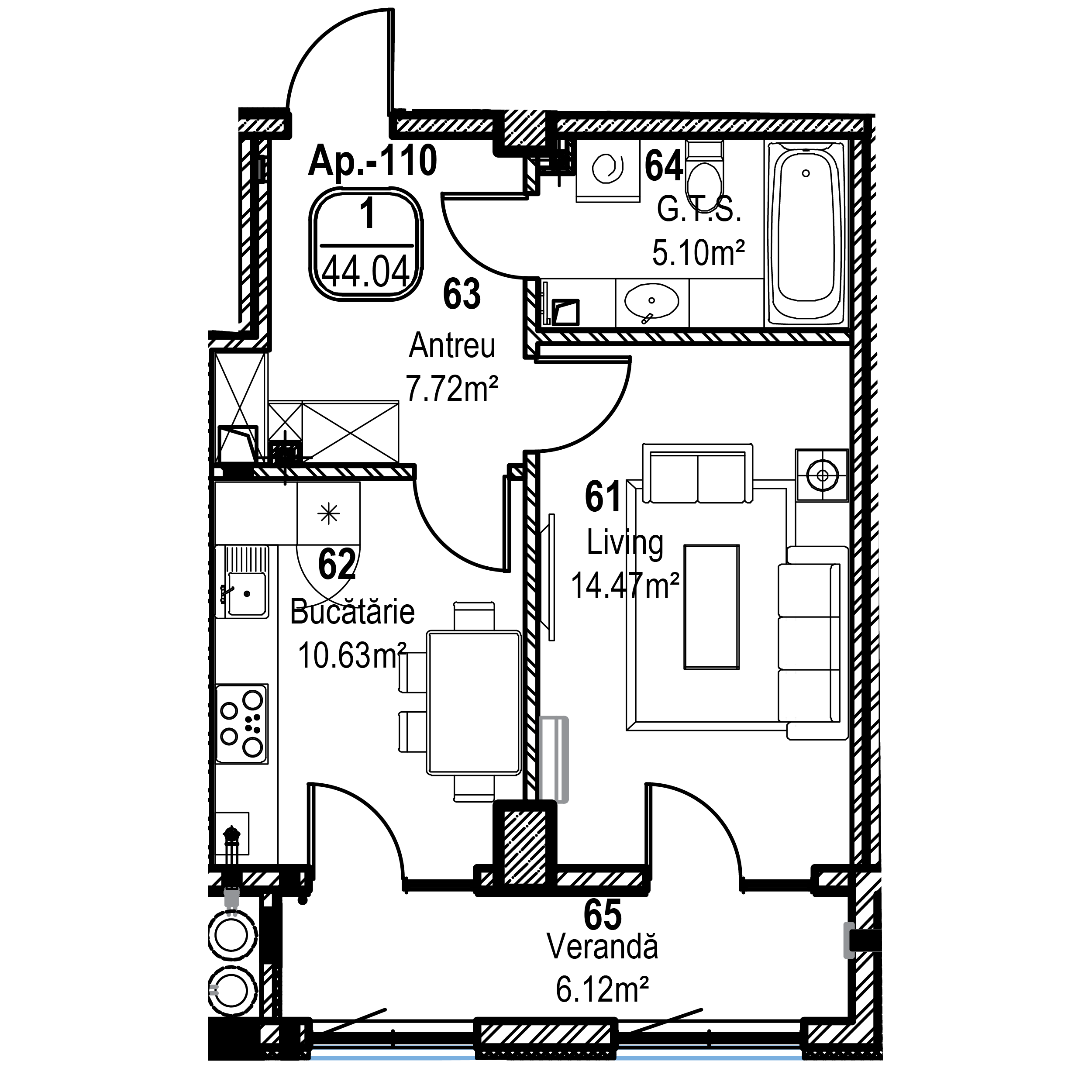 Apartament cu 1 cameră