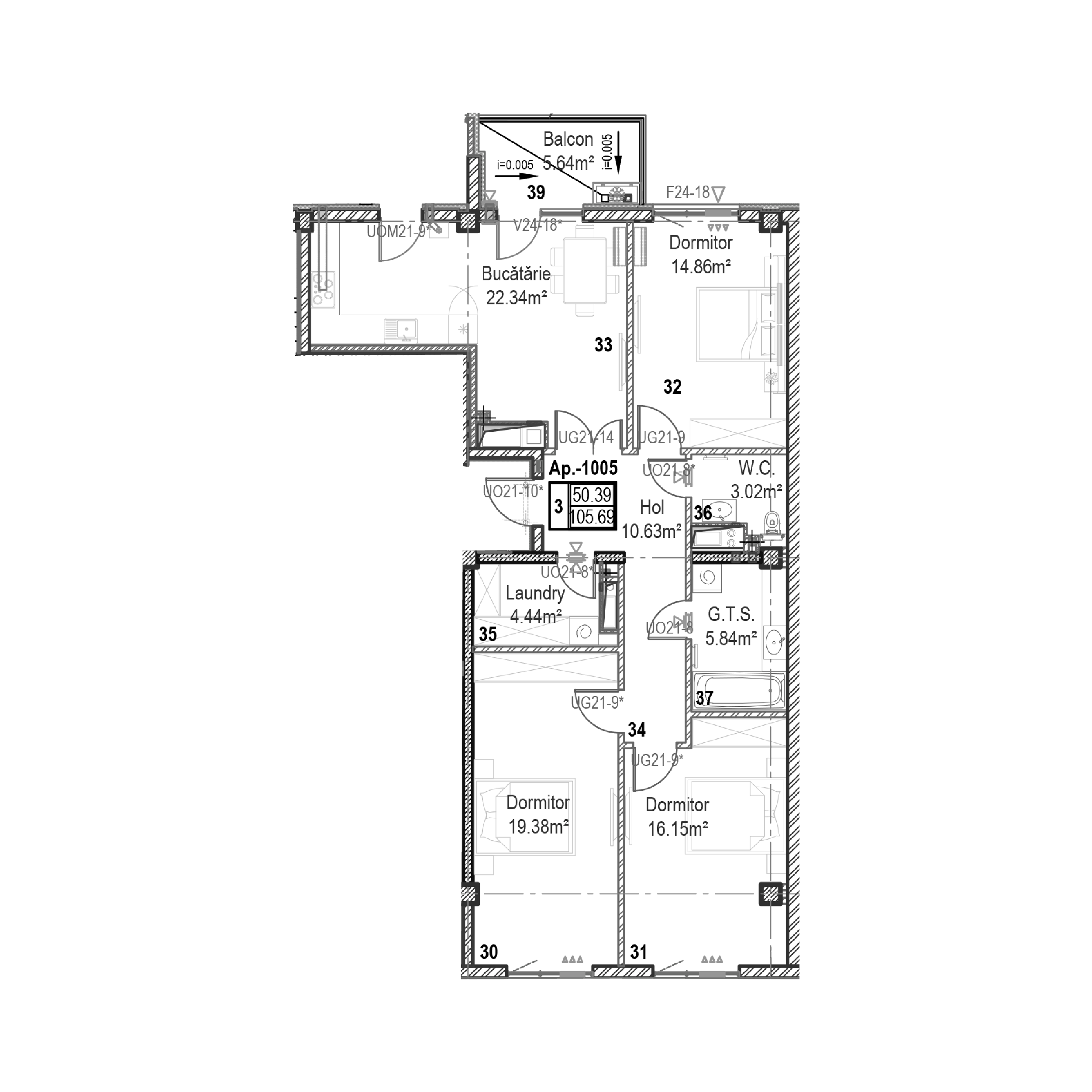 Apartament cu 3 camere