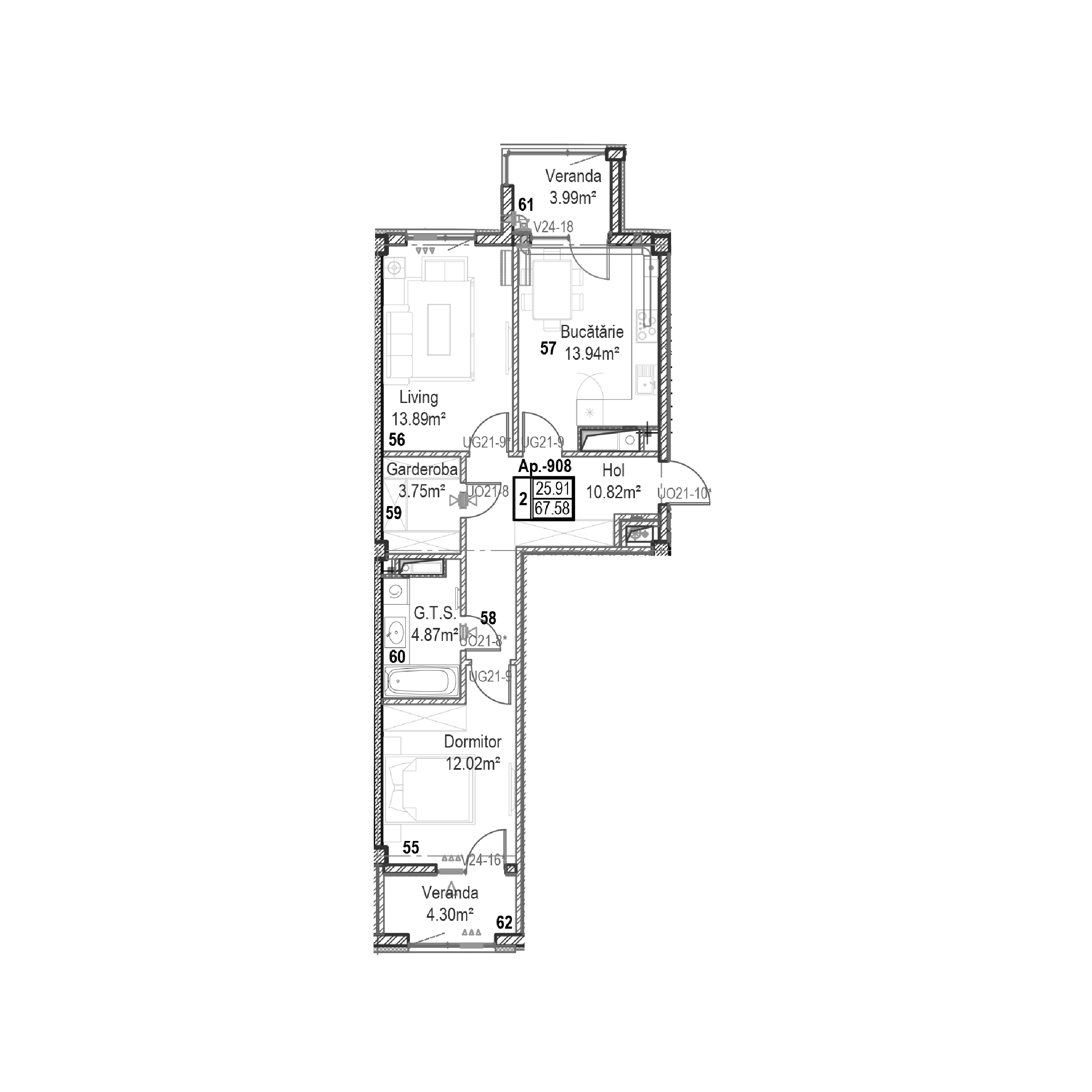 Apartament cu 2 camere