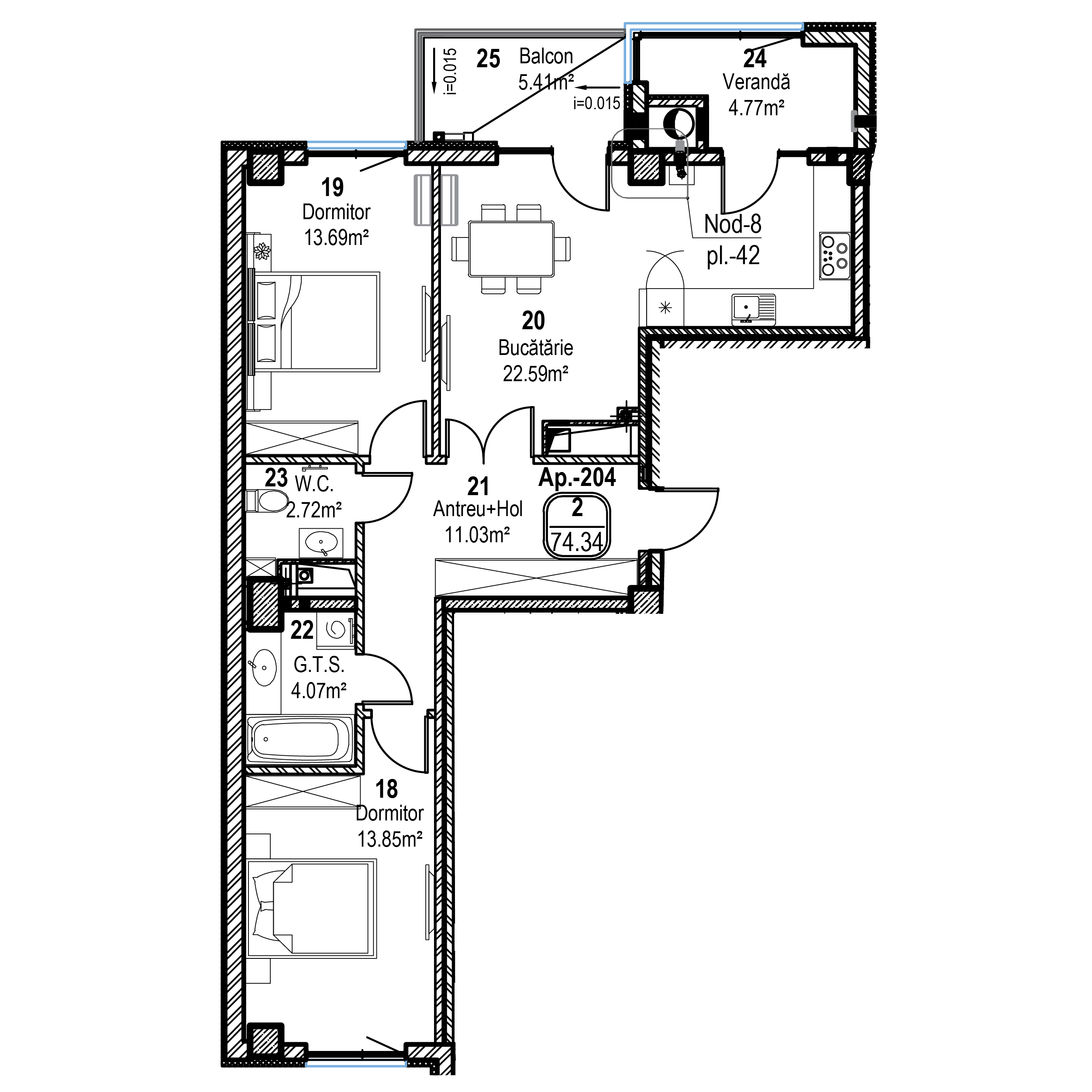 Apartament cu 2 camere