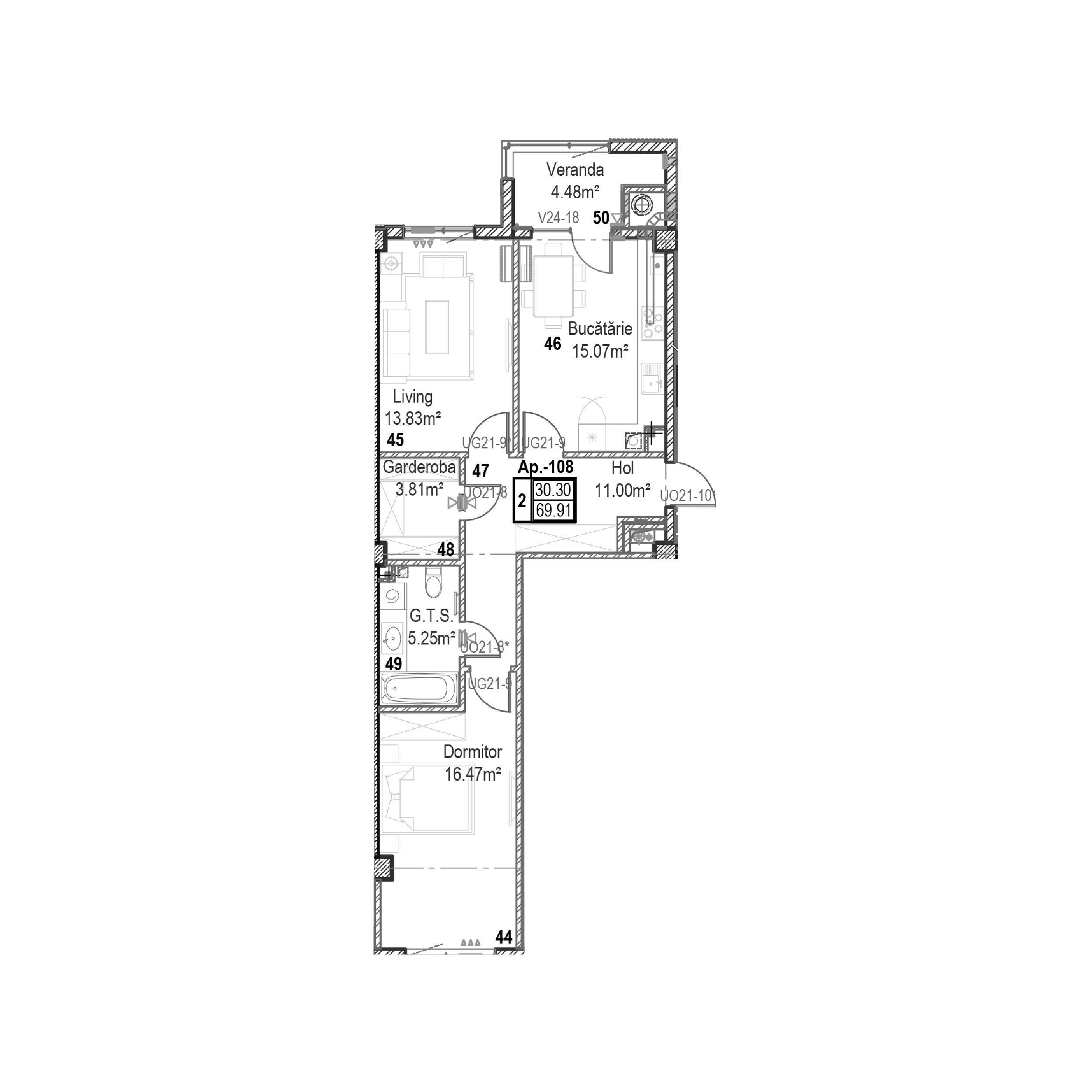 Apartament cu 2 camere