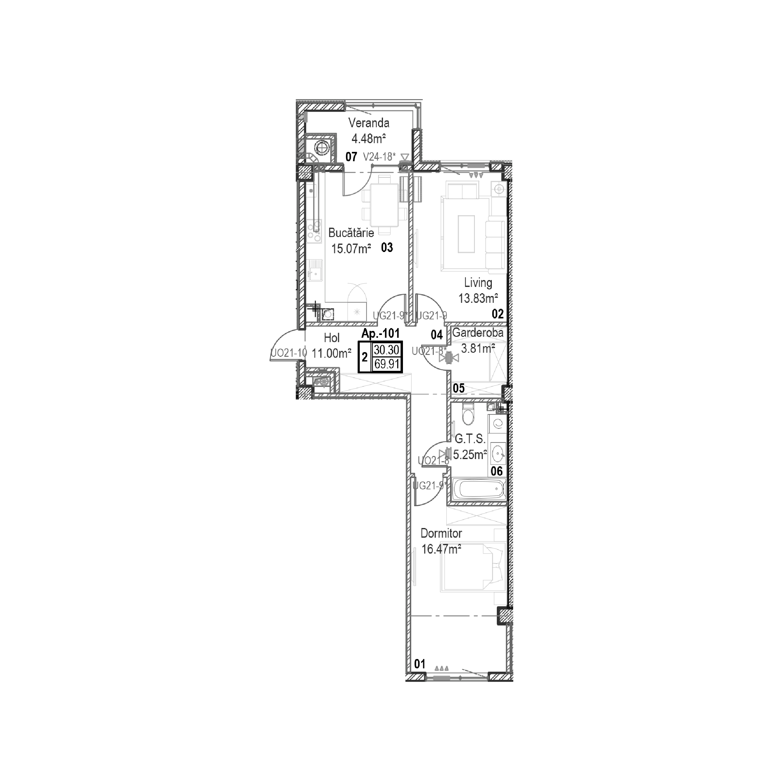 Apartament cu 2 camere