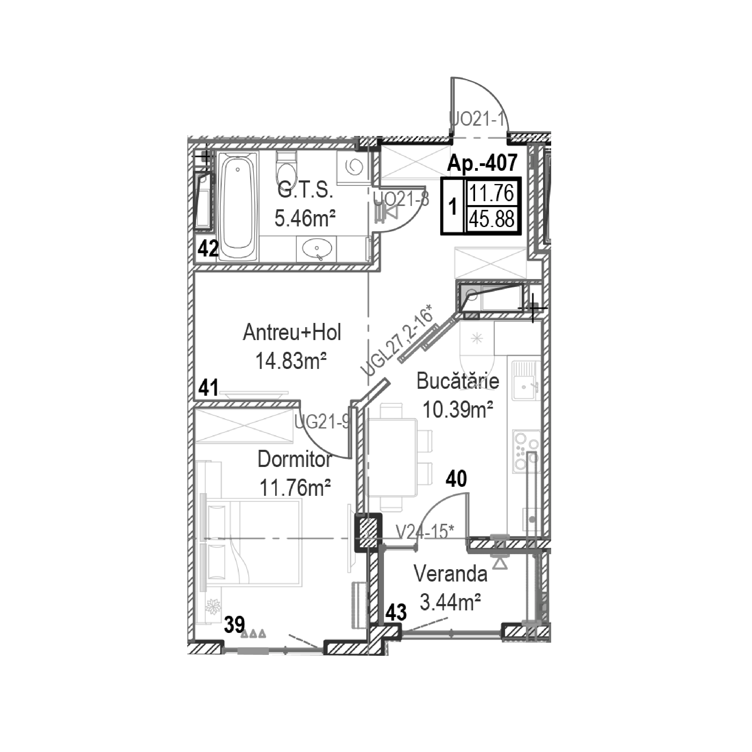 Apartament cu 1 cameră