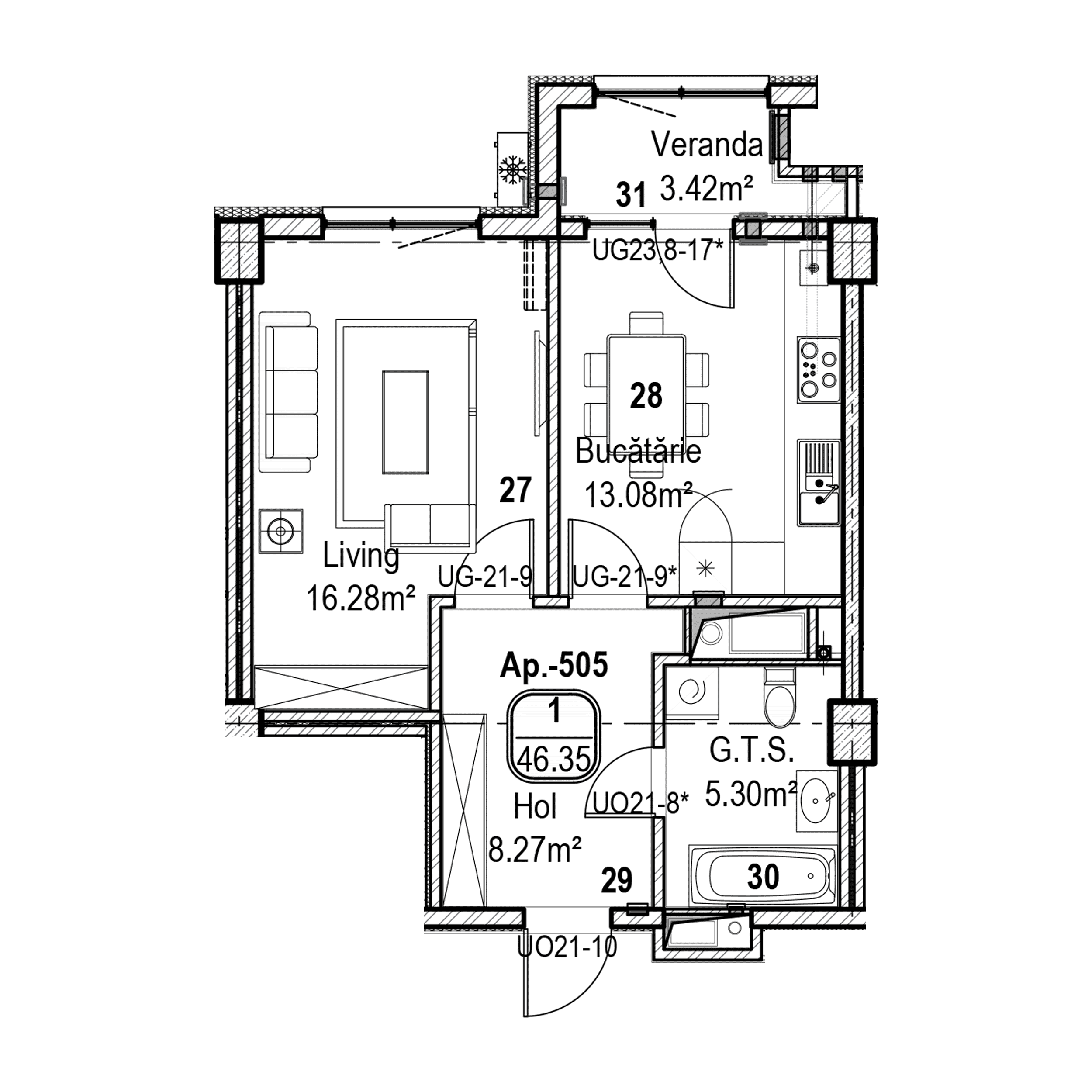 Apartament cu 1 cameră