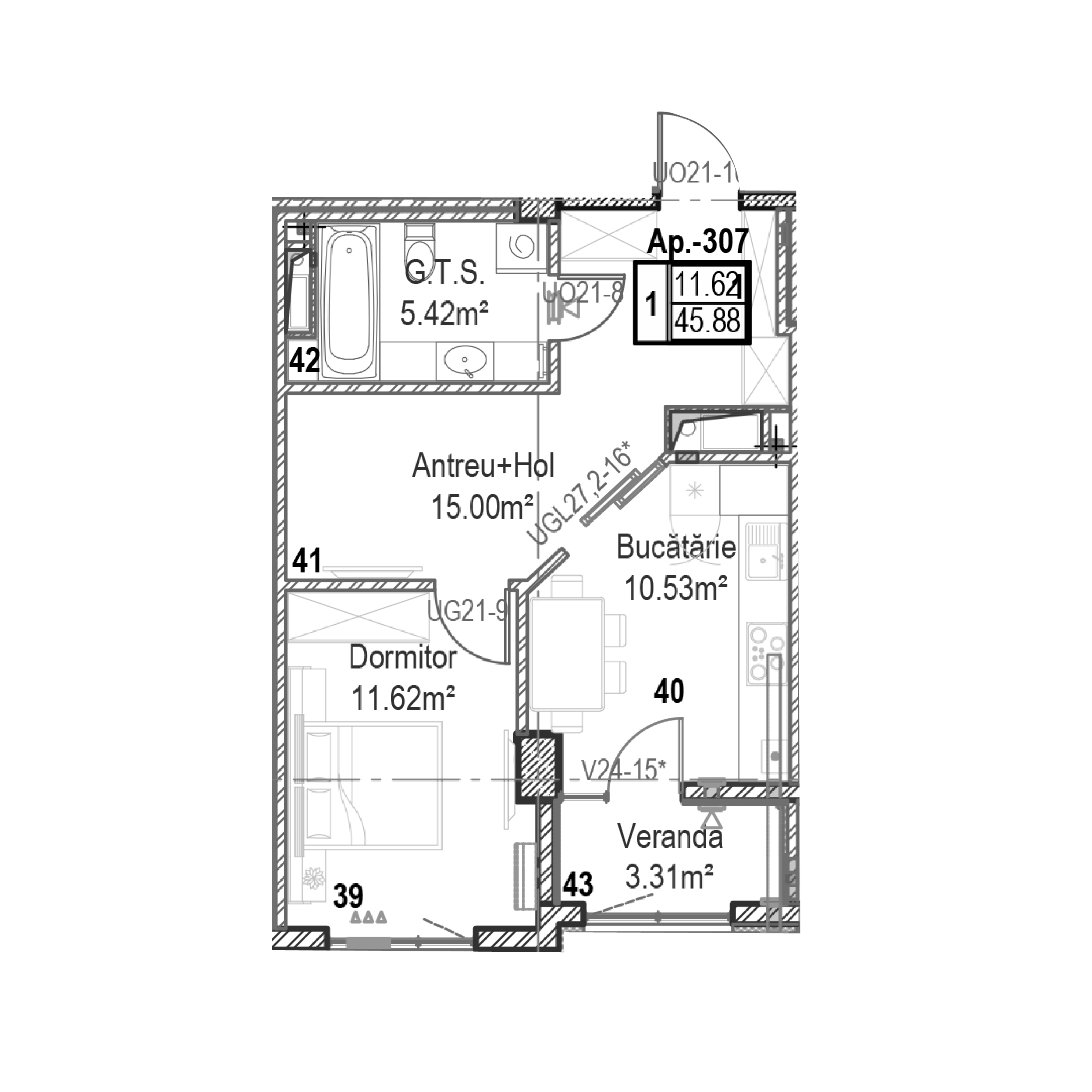 Apartament cu 1 cameră