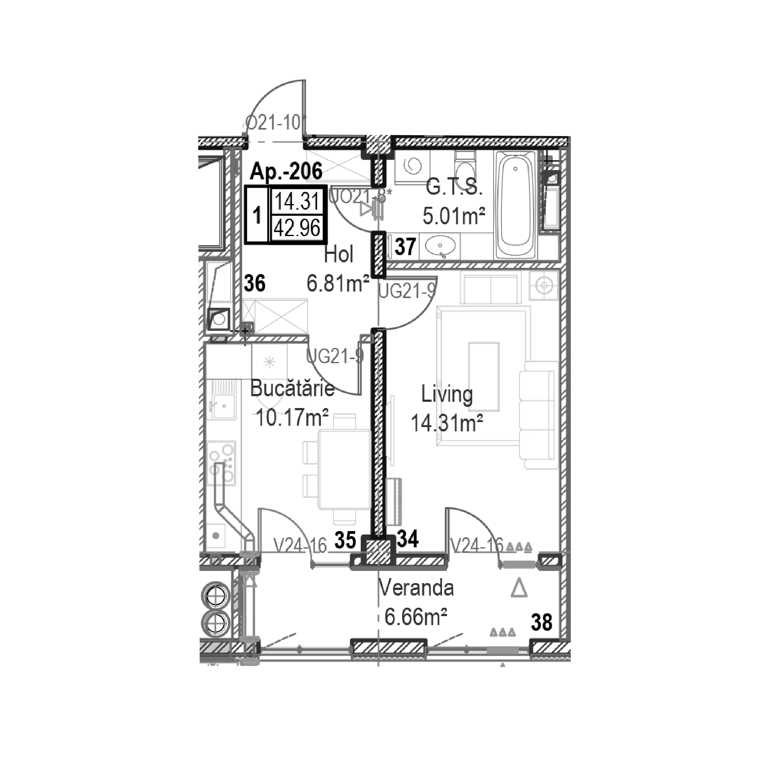 Apartament cu 1 cameră