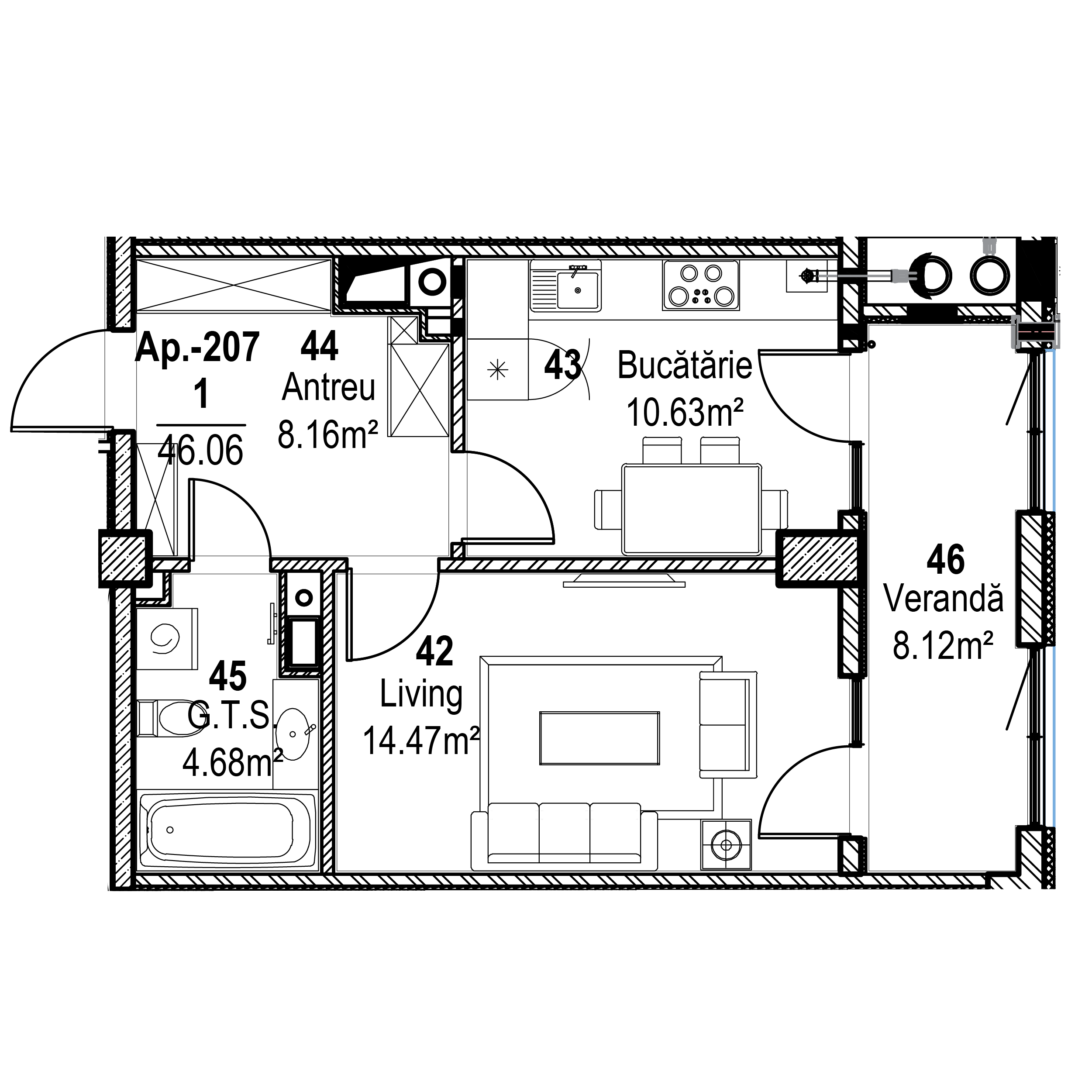 Apartament cu 1 cameră