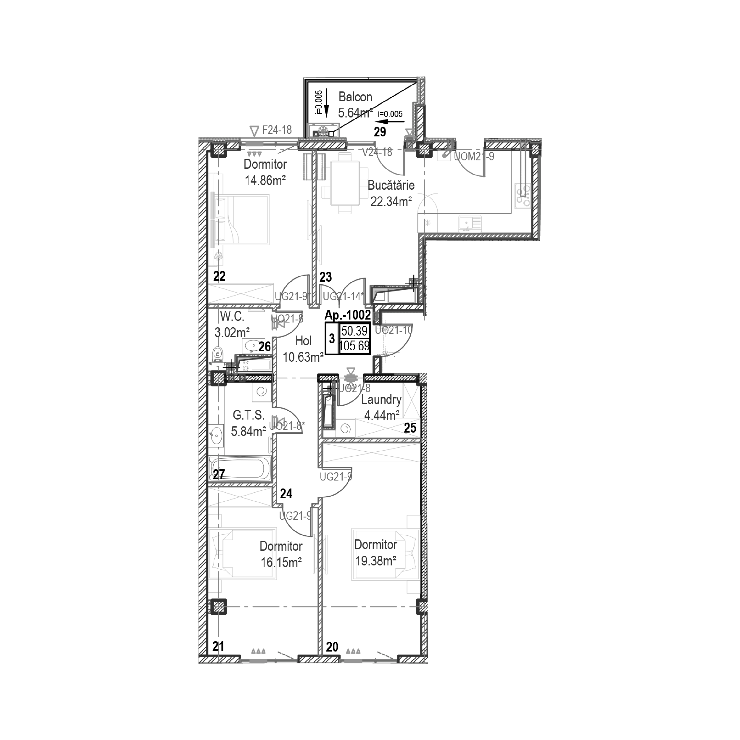 Apartament cu 3 camere