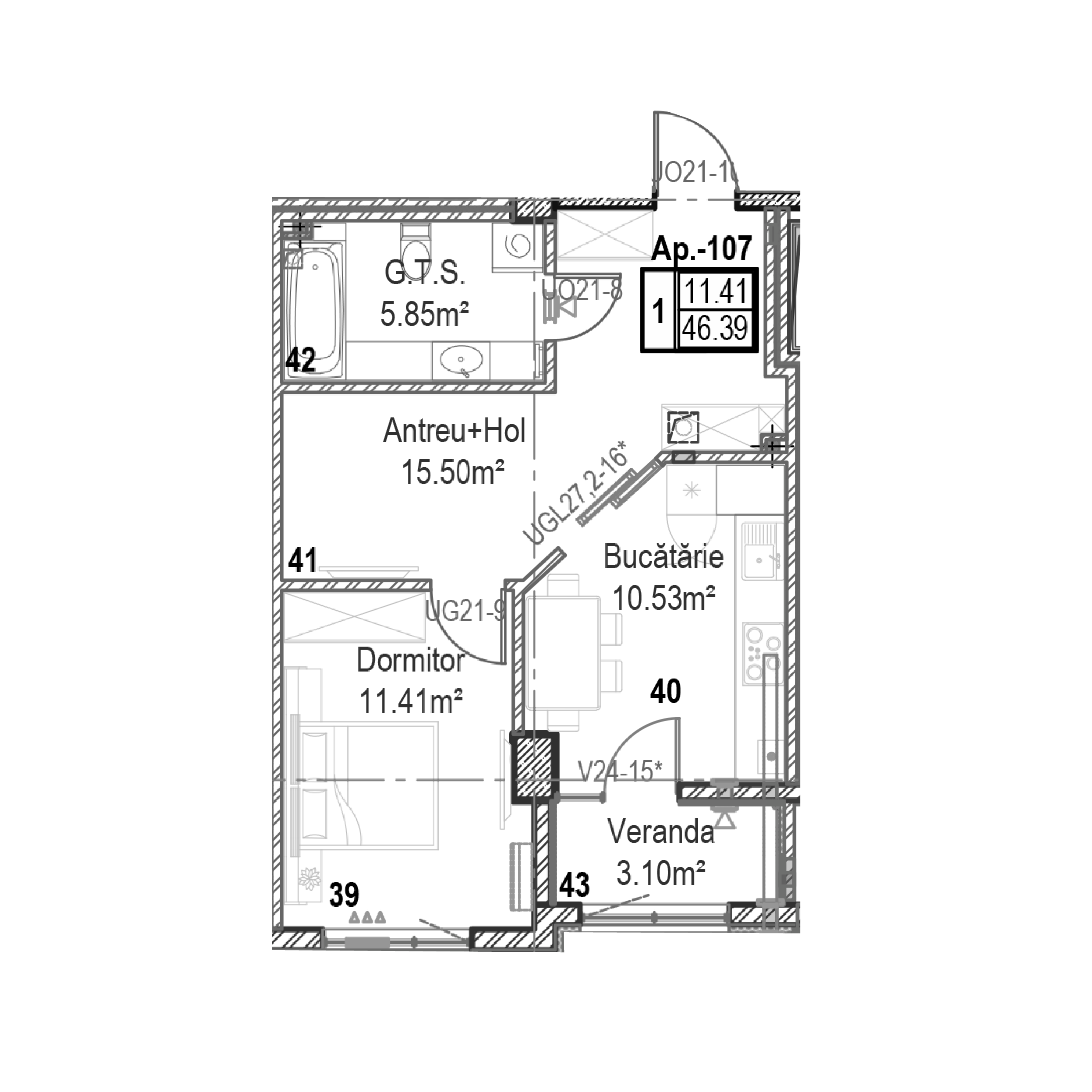 Apartament cu 1 cameră