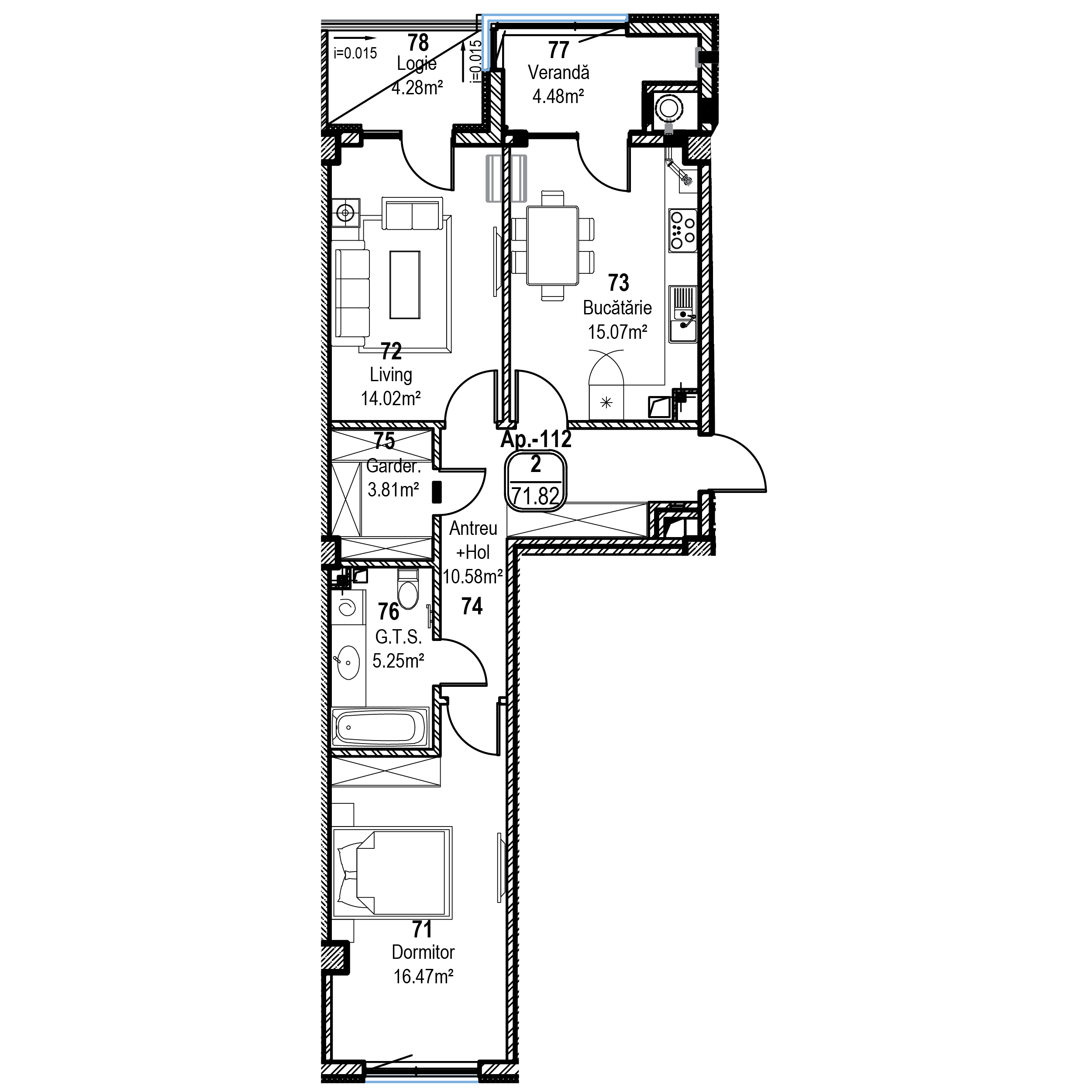 Apartament cu 2 camere