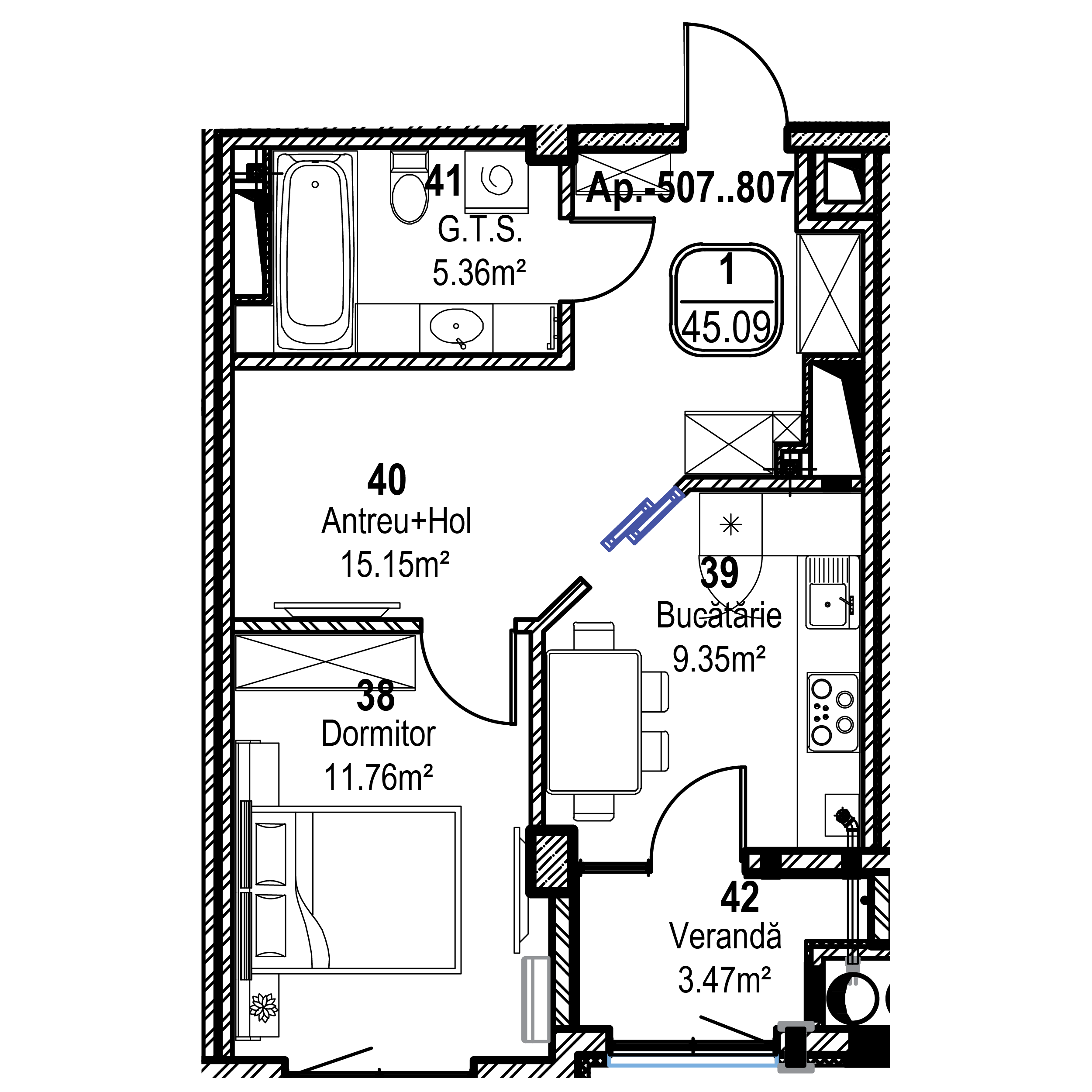 Apartament cu 1 cameră