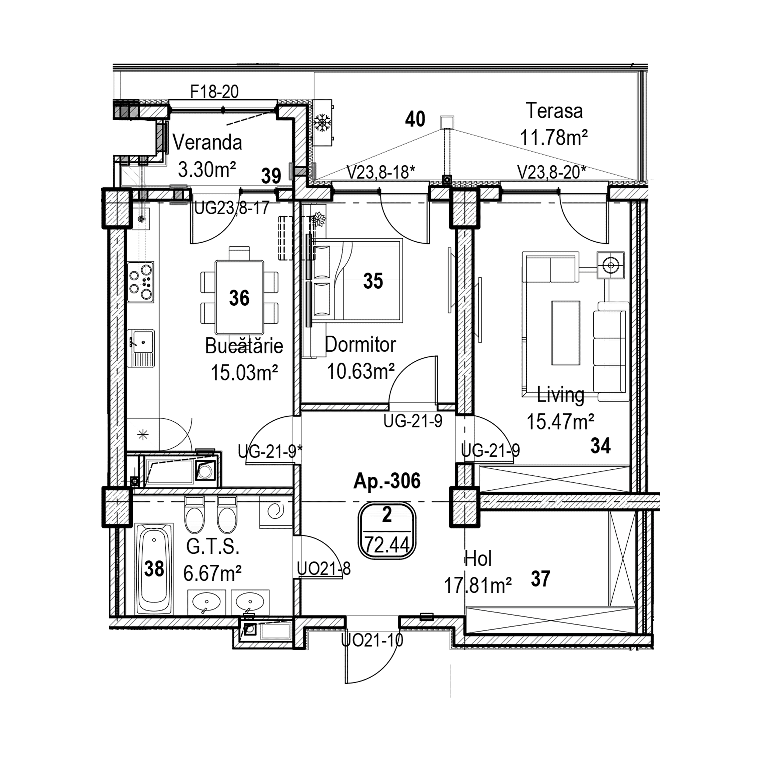 Apartament cu 2 camere