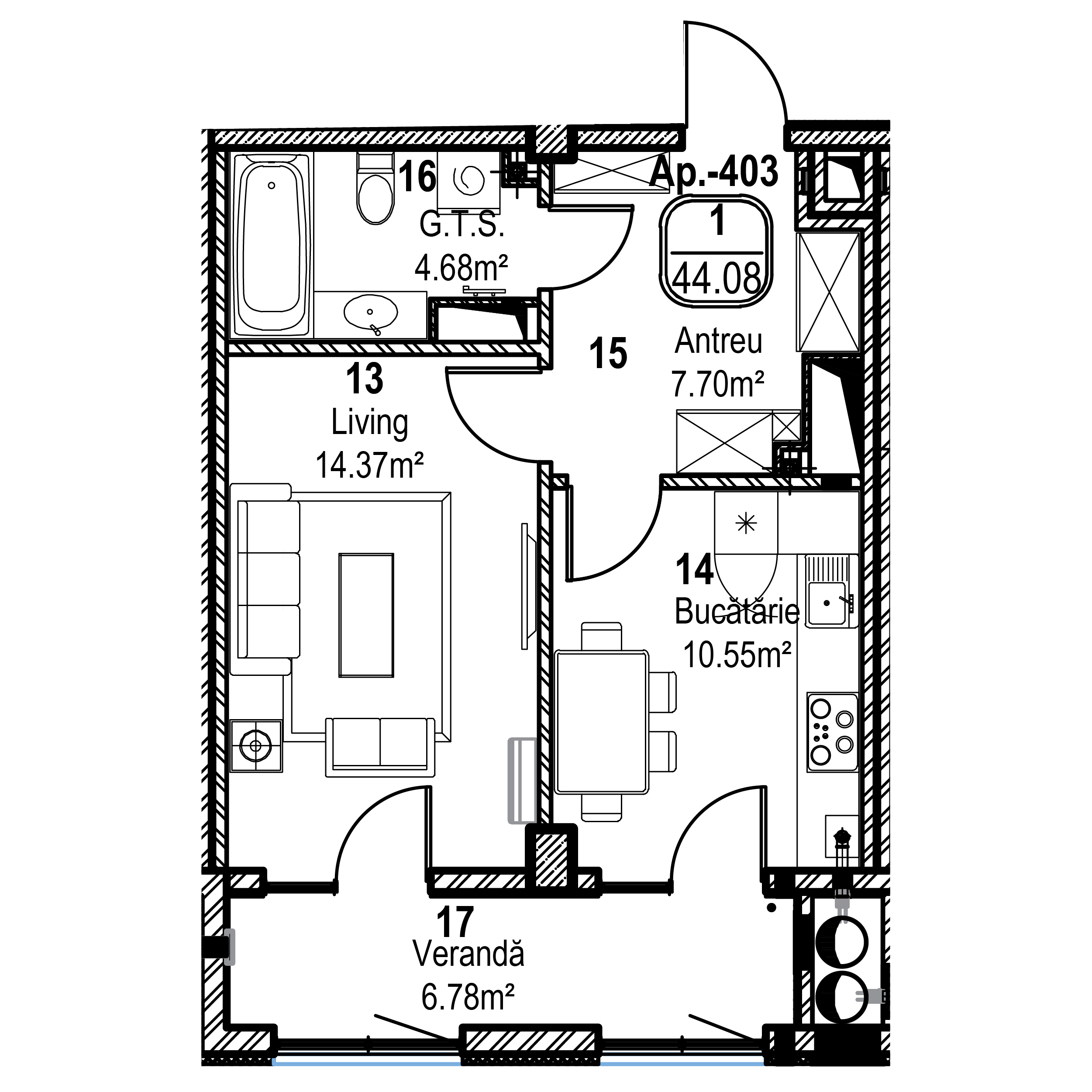 Apartament cu 1 cameră