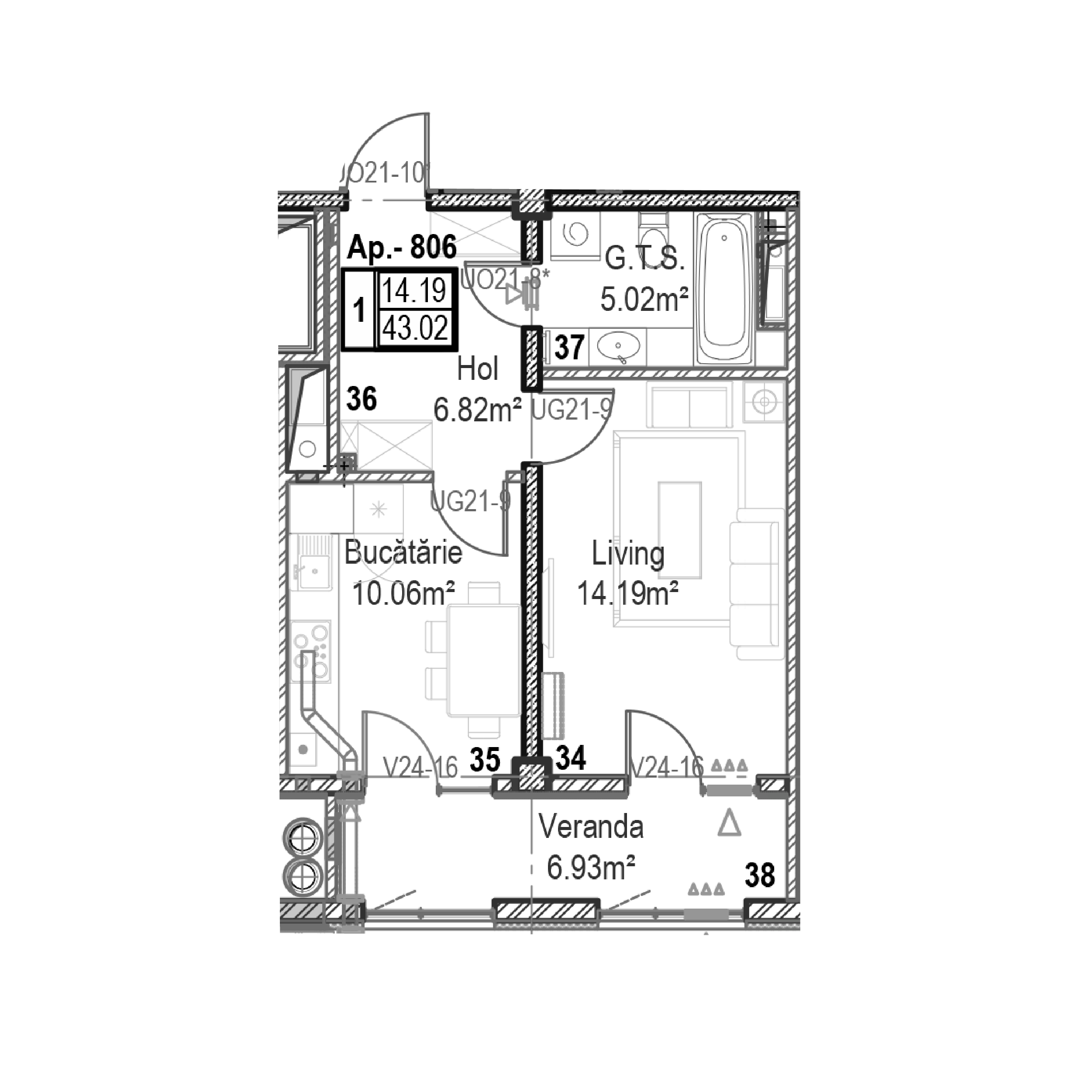 Apartament cu 1 cameră
