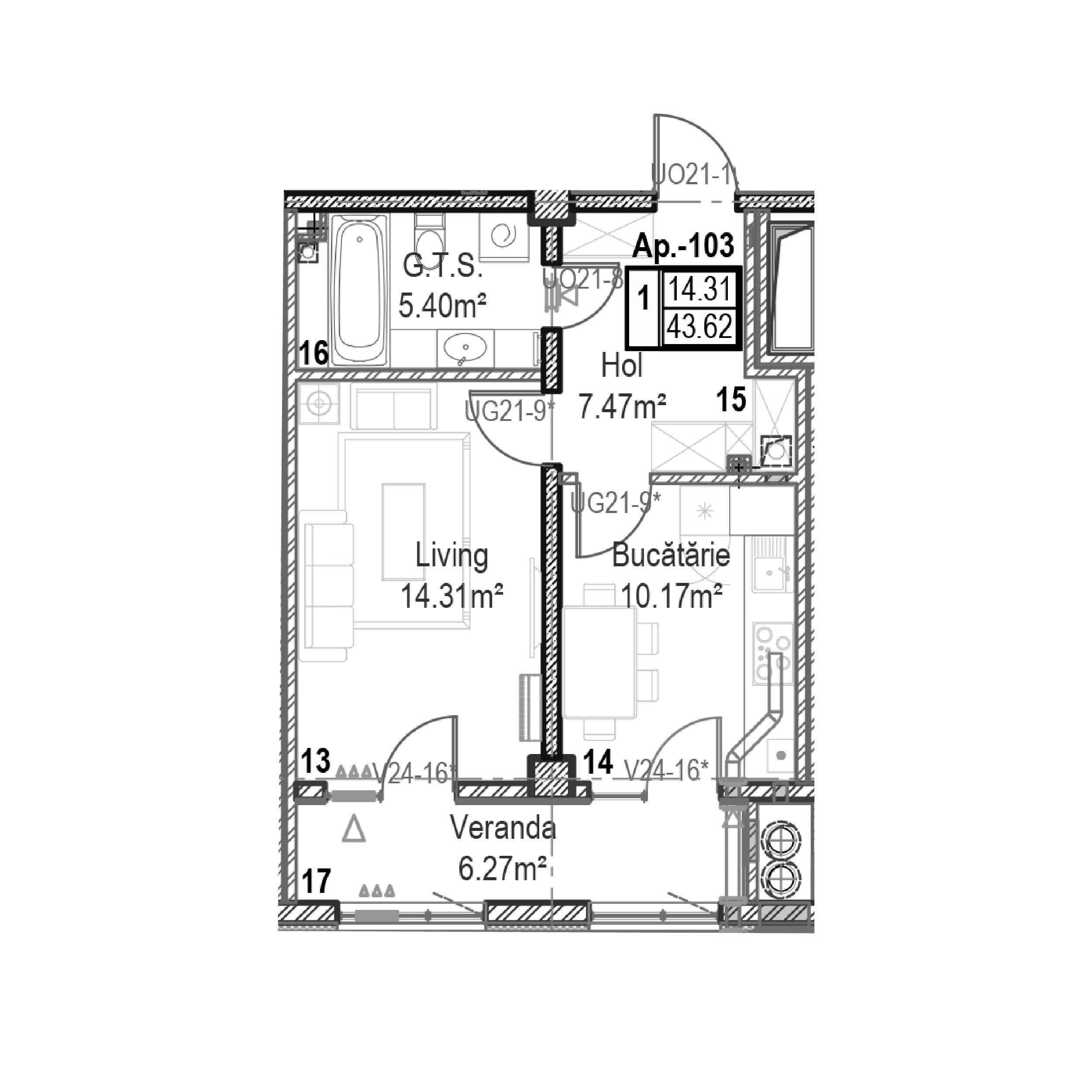 Apartament cu 1 cameră