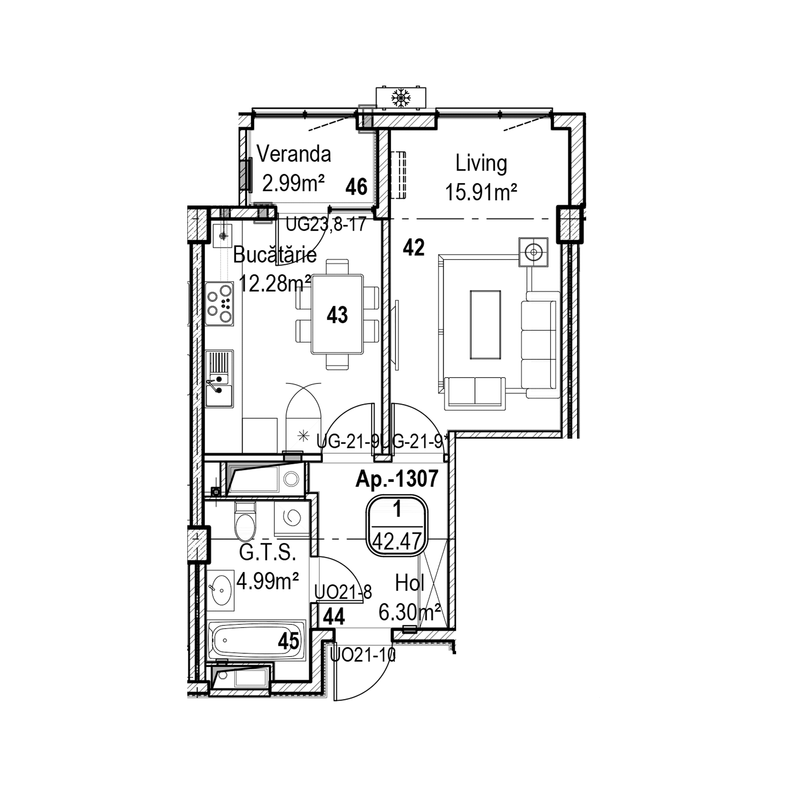 Apartament cu 1 cameră