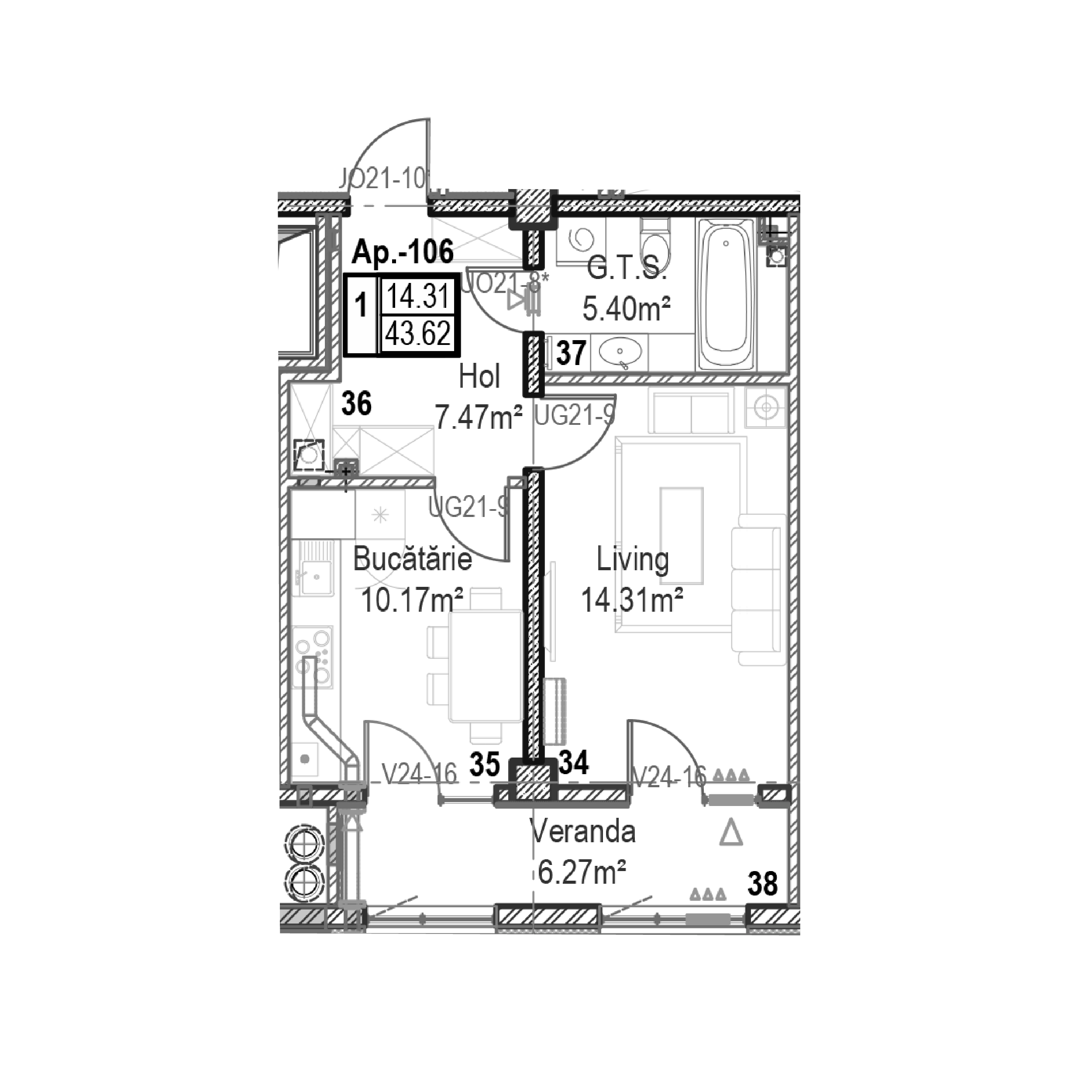 Apartament cu 1 cameră