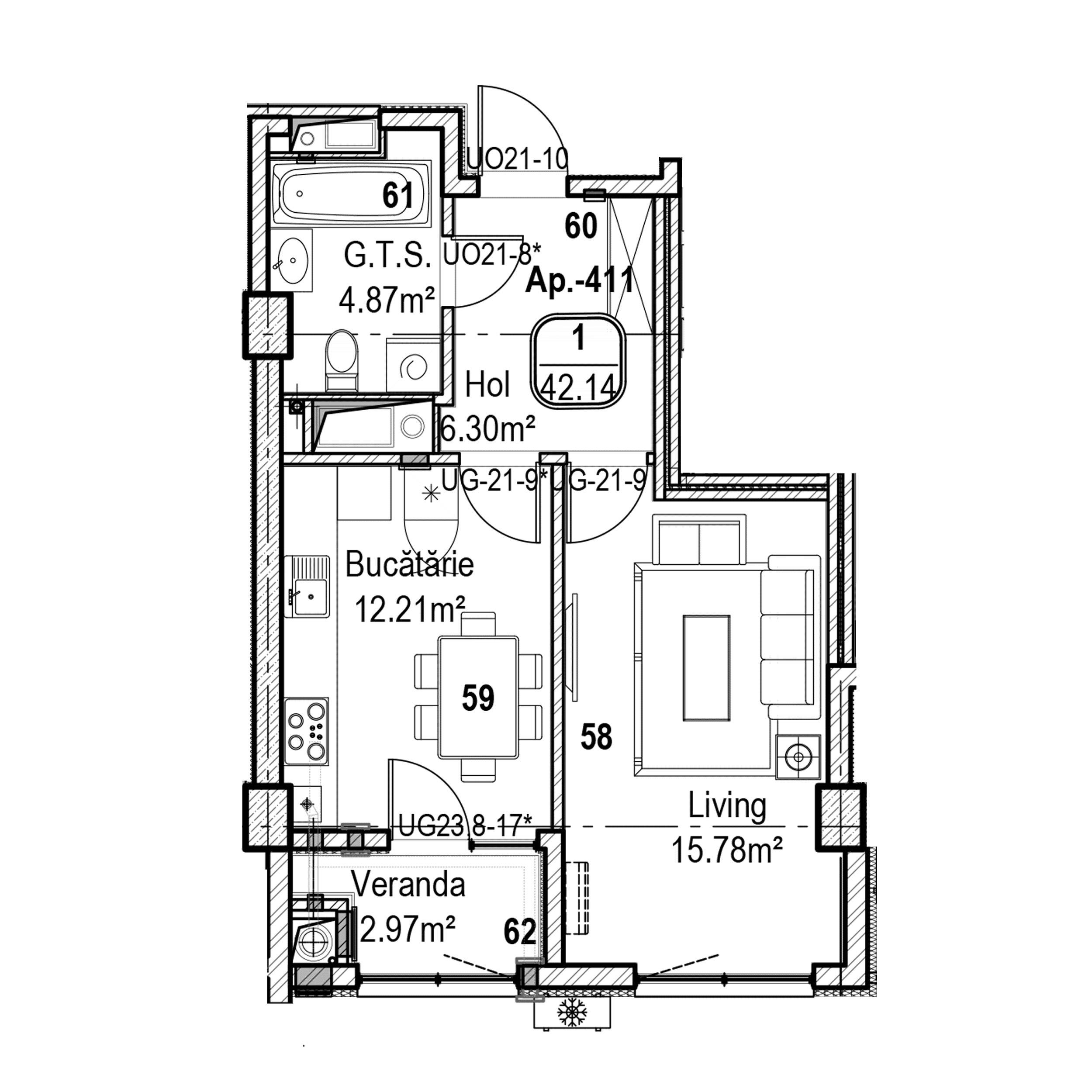 Apartament cu 1 cameră