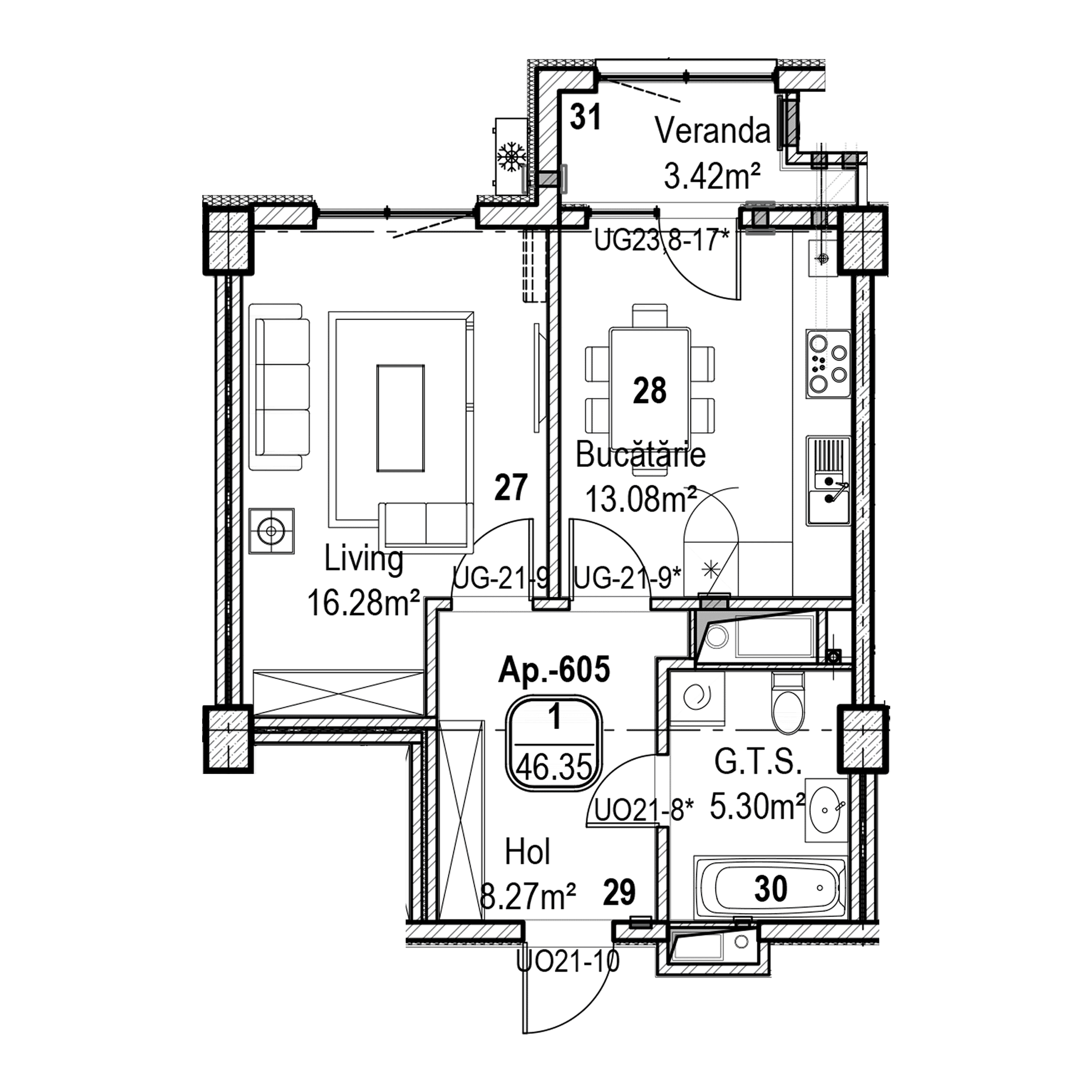 Apartament cu 1 cameră