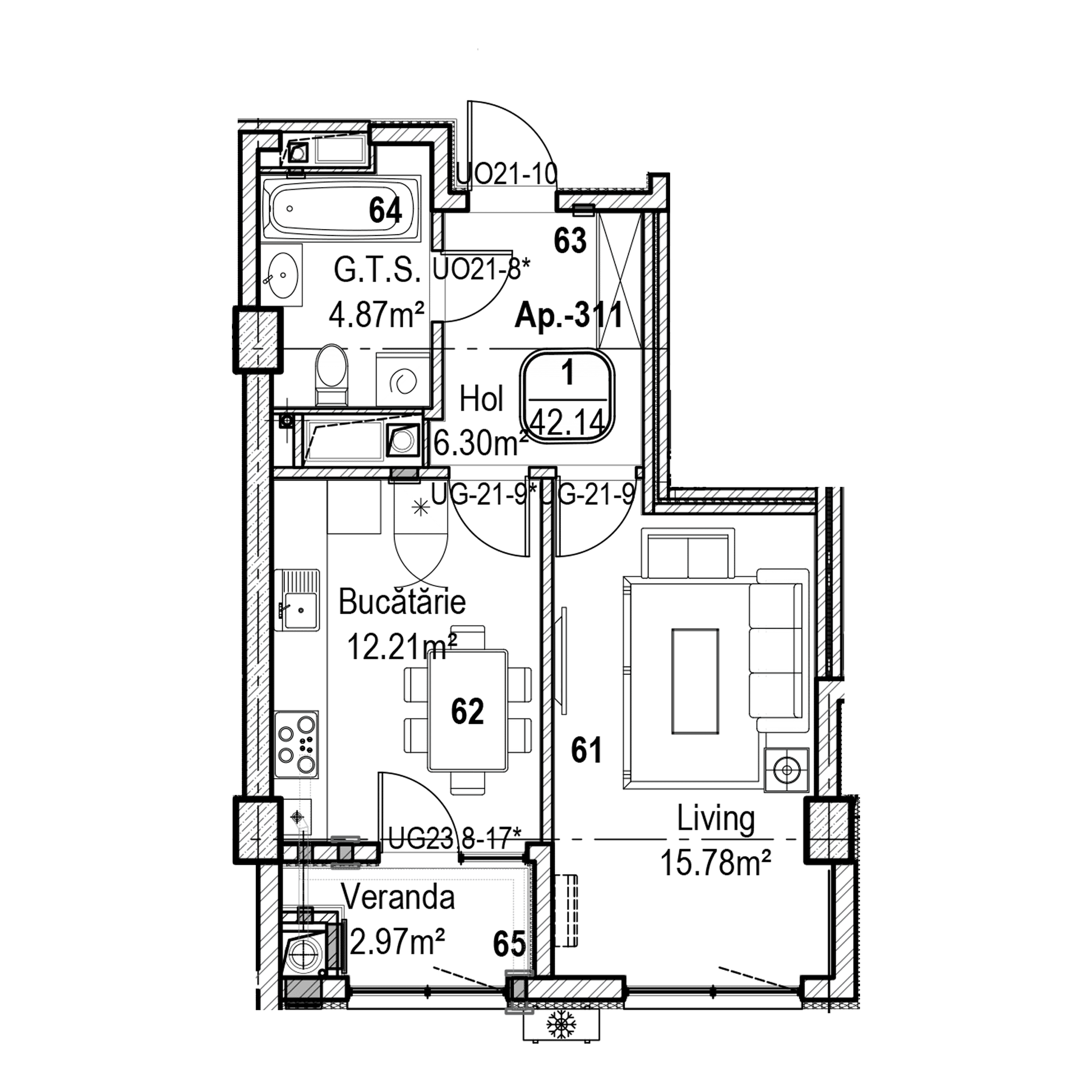 Apartament cu 1 cameră