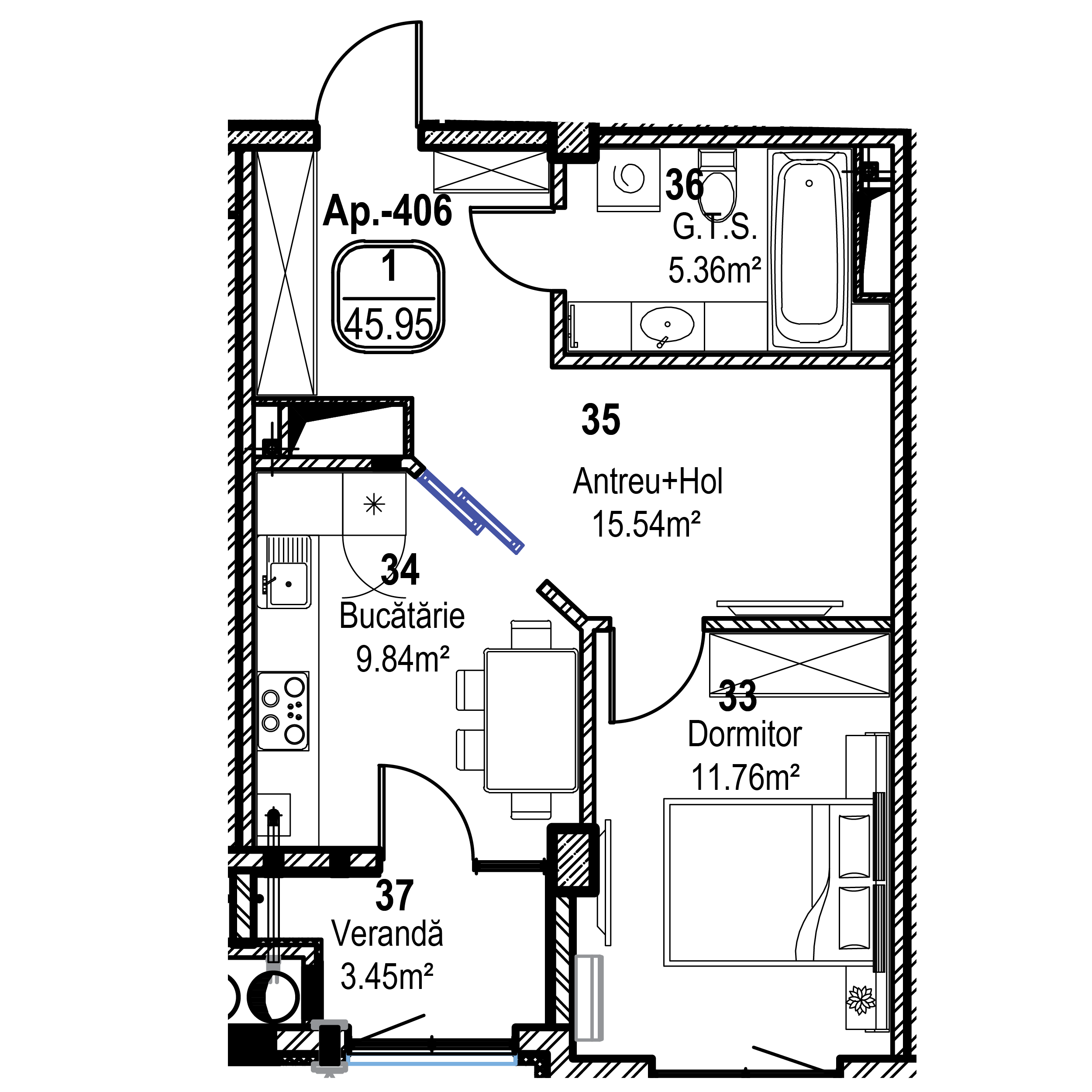 Apartament cu 1 cameră