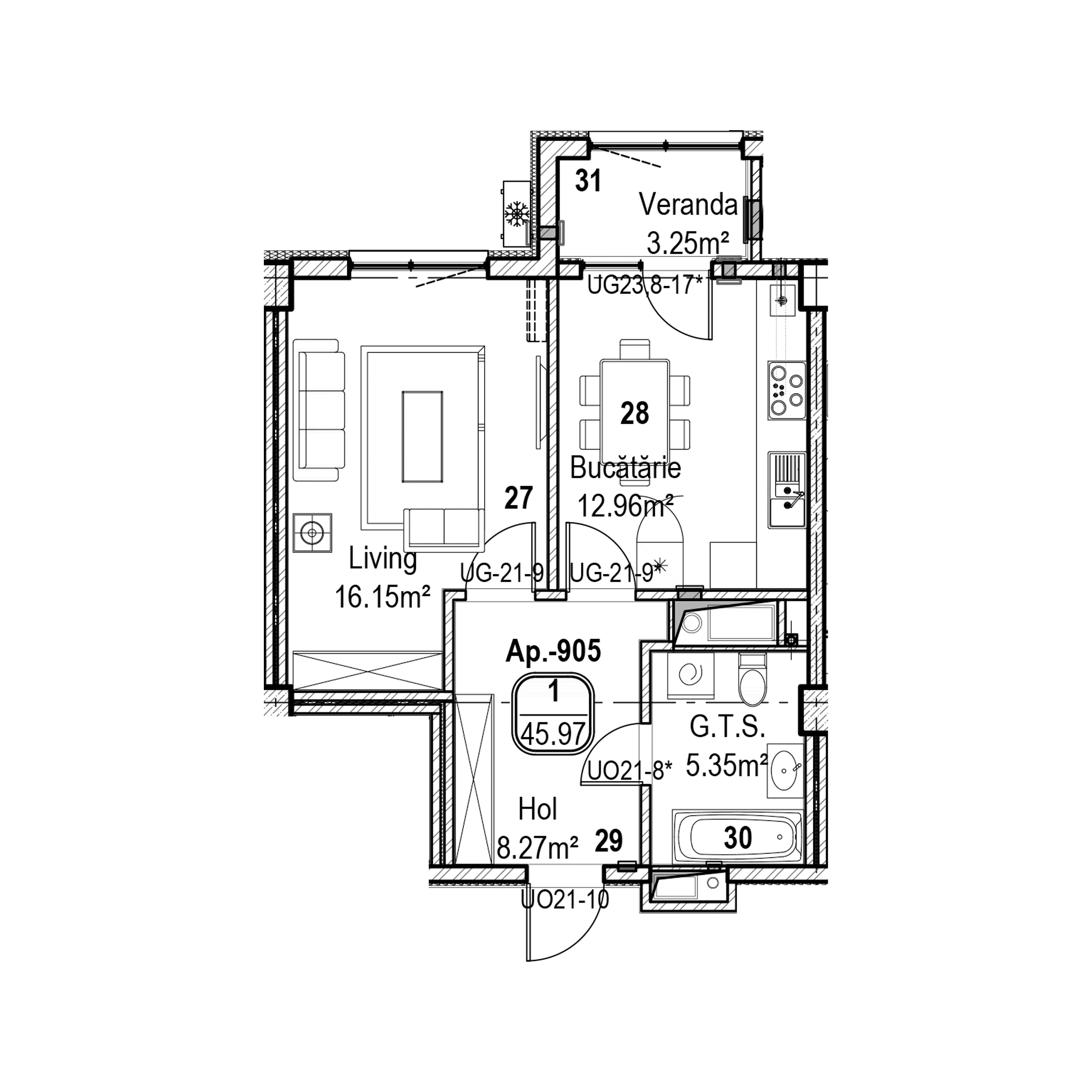 Apartament cu 1 cameră