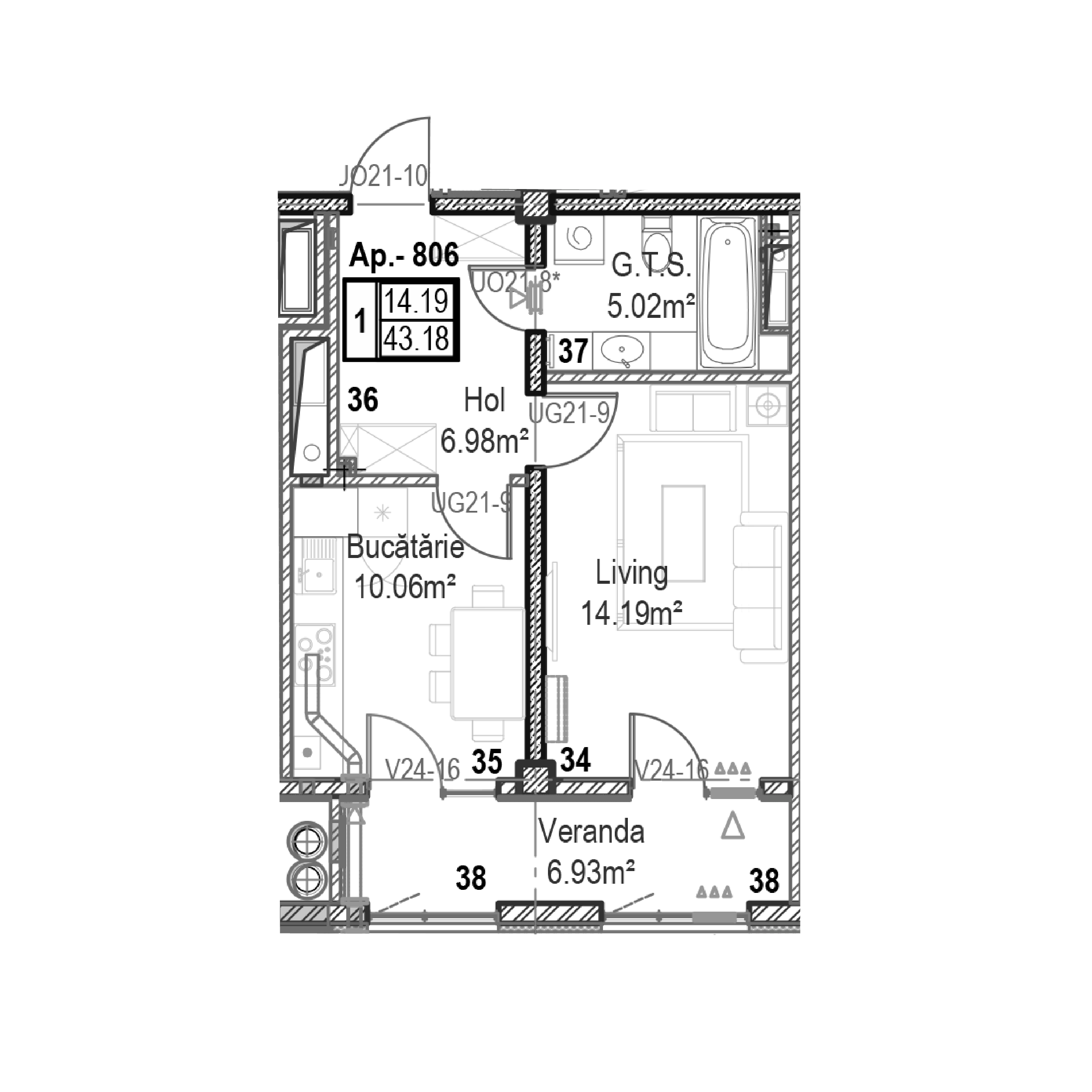 Apartament cu 1 cameră