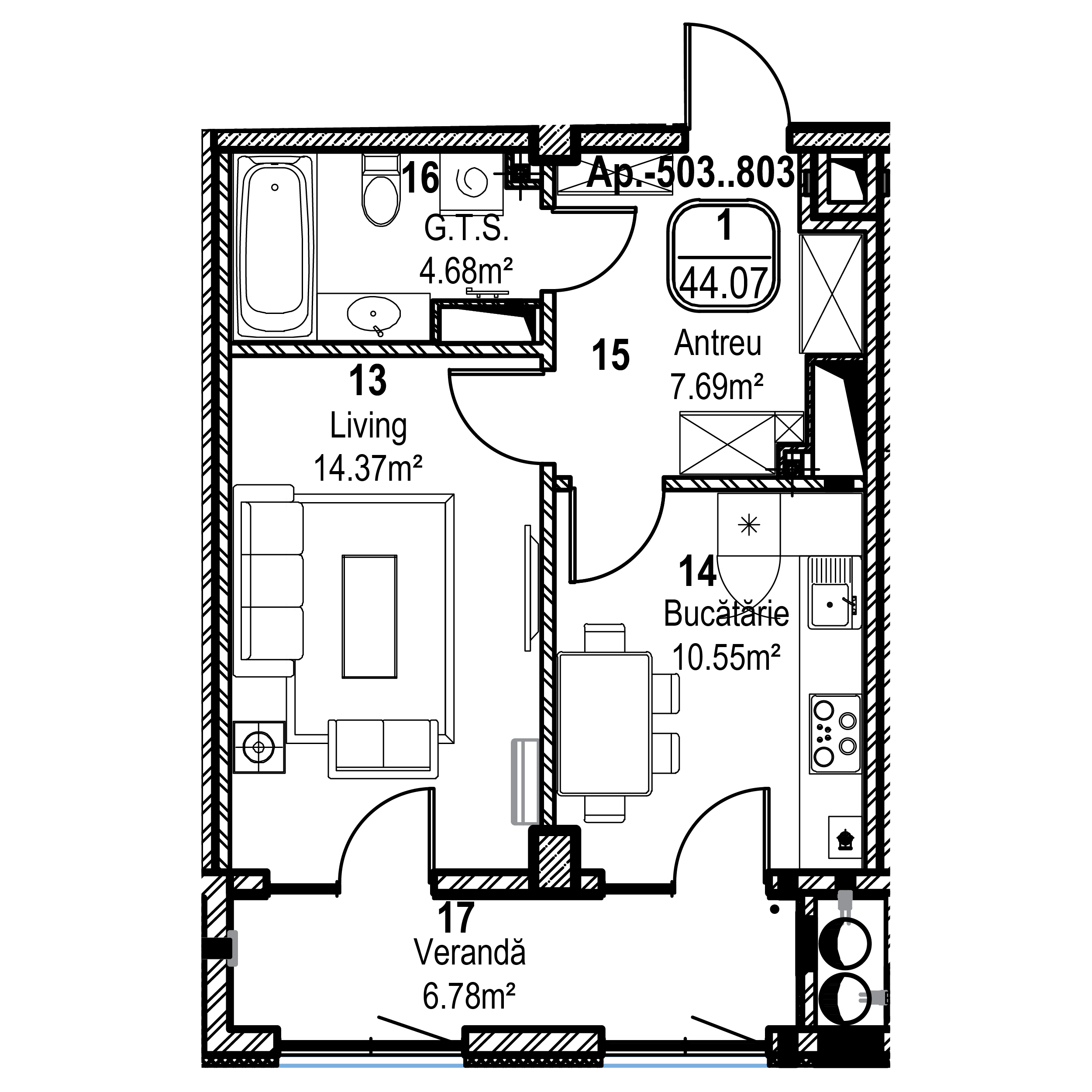 Apartament cu 1 cameră