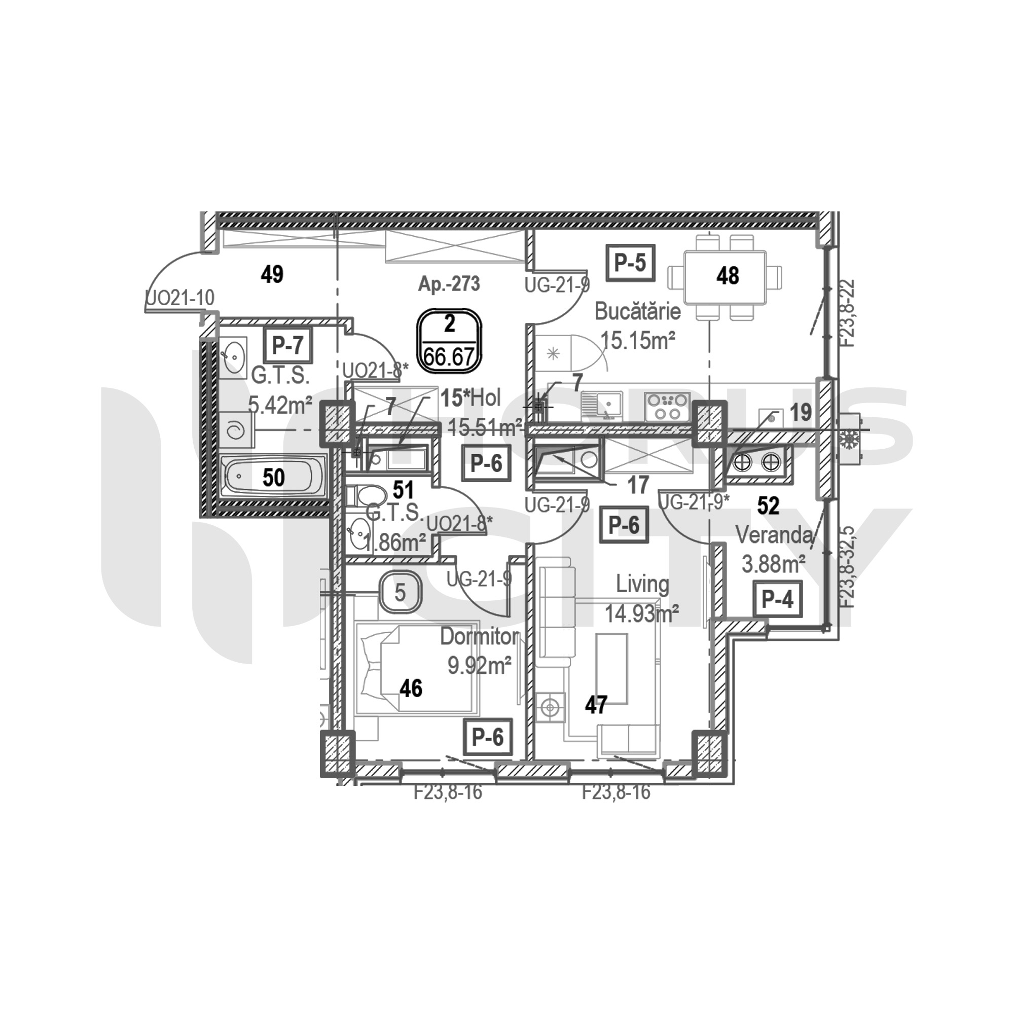 Apartament cu 2 camere