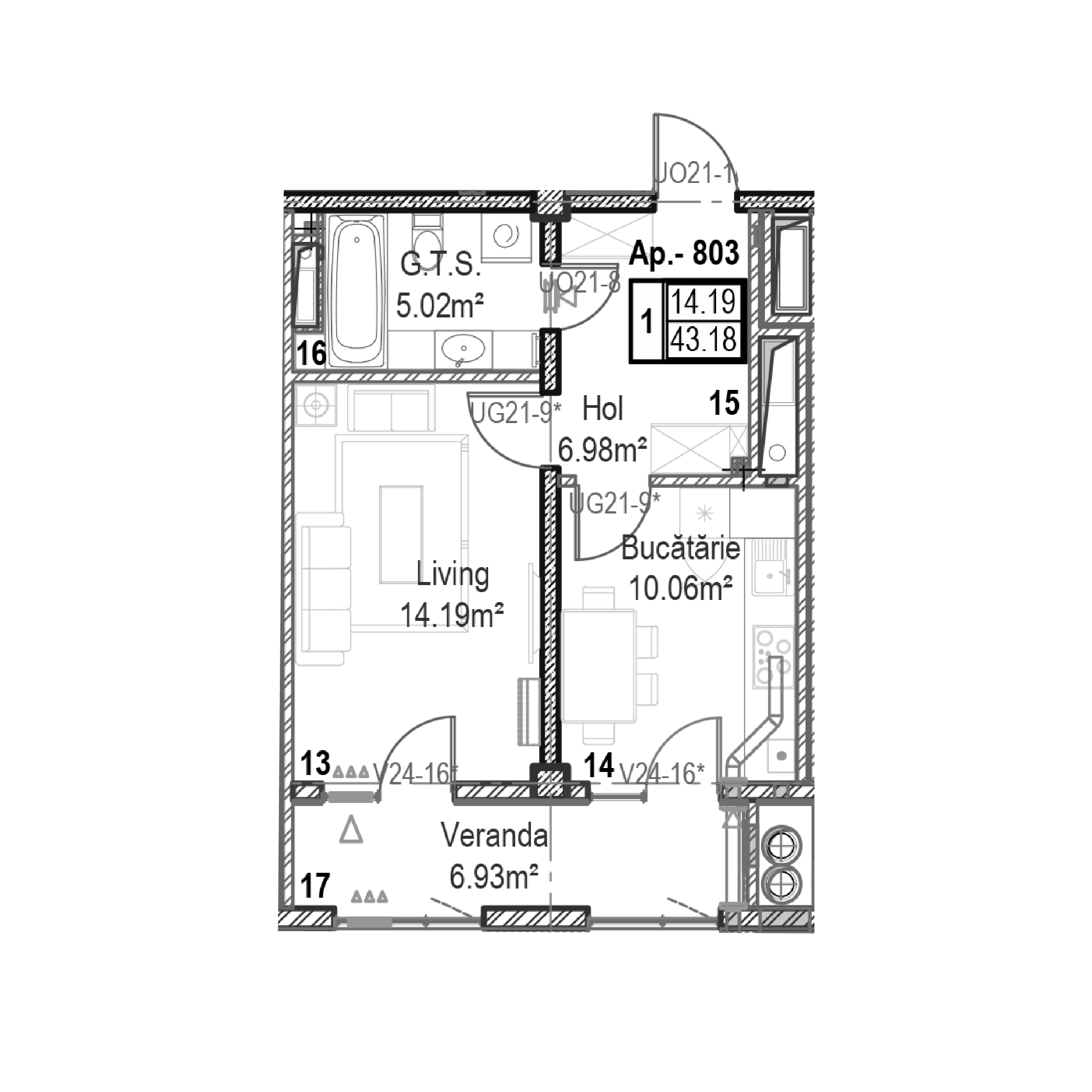 Apartament cu 1 cameră