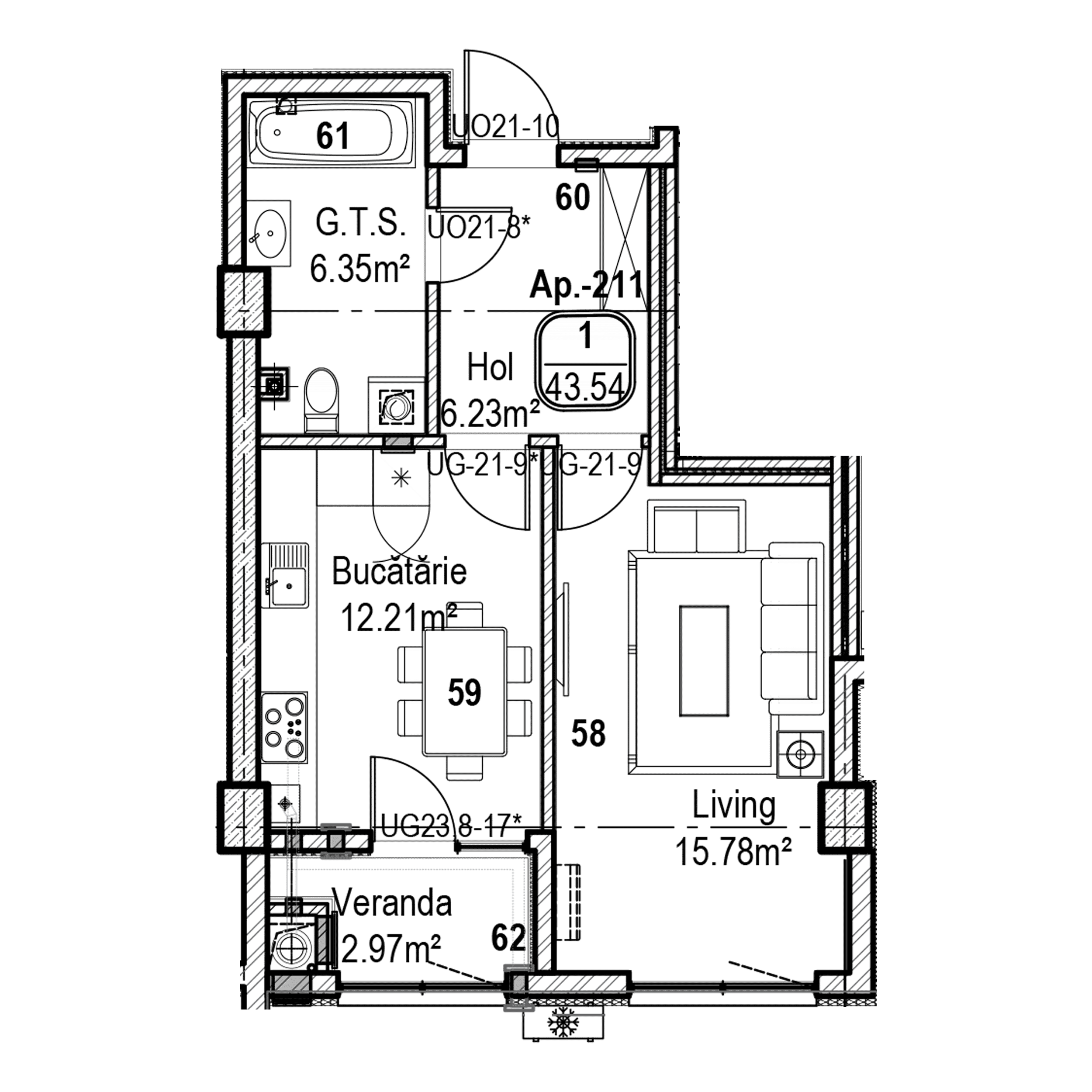 Apartament cu 1 cameră
