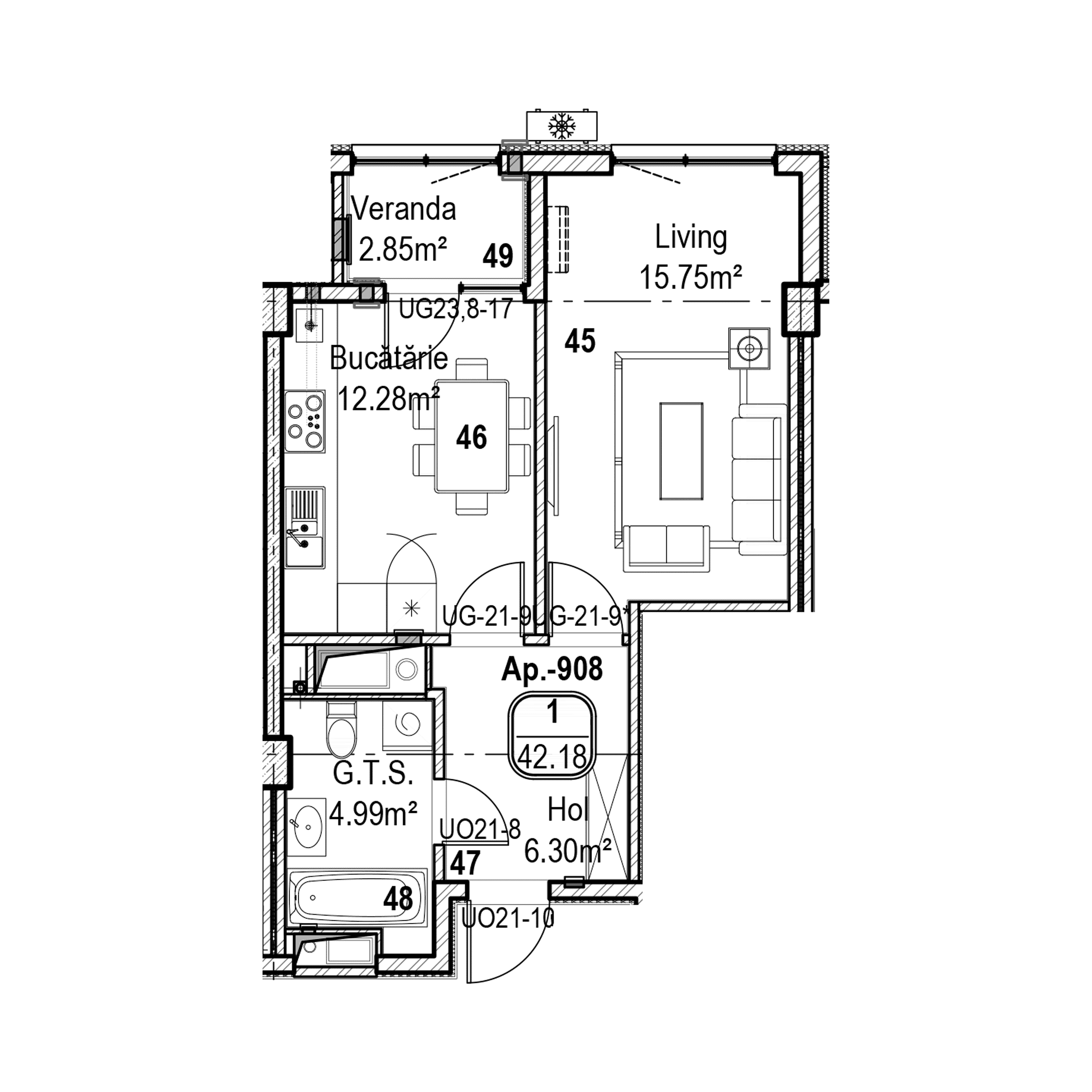 Apartament cu 1 cameră