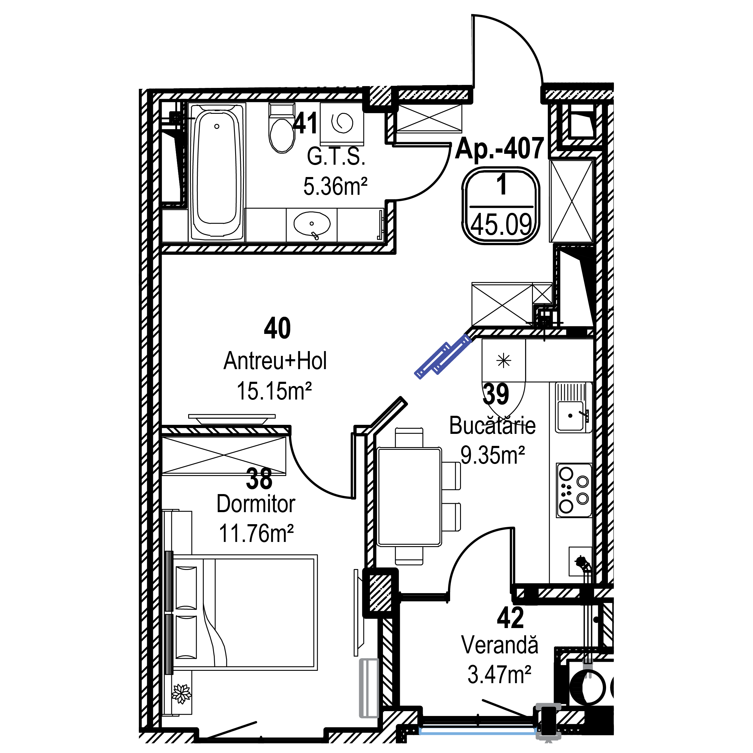 Apartament cu 1 cameră