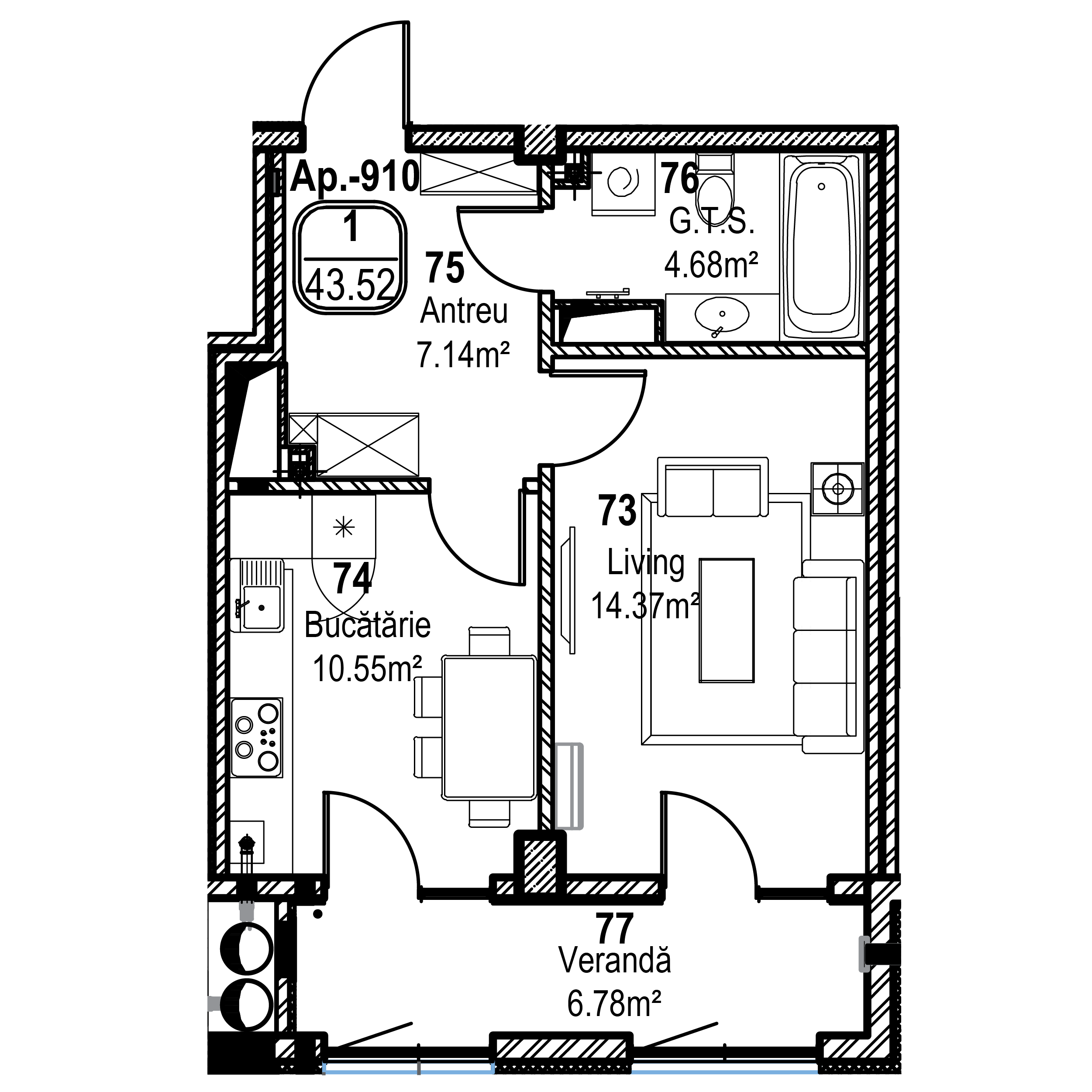 Apartament cu 1 cameră