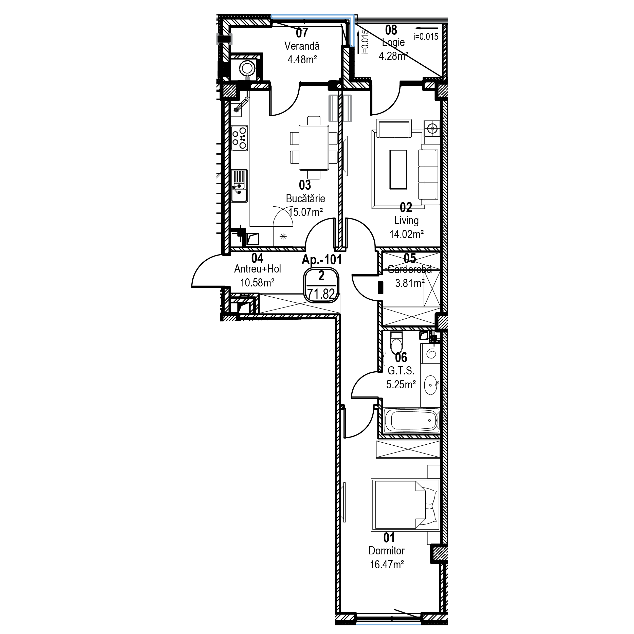 Apartament cu 2 camere