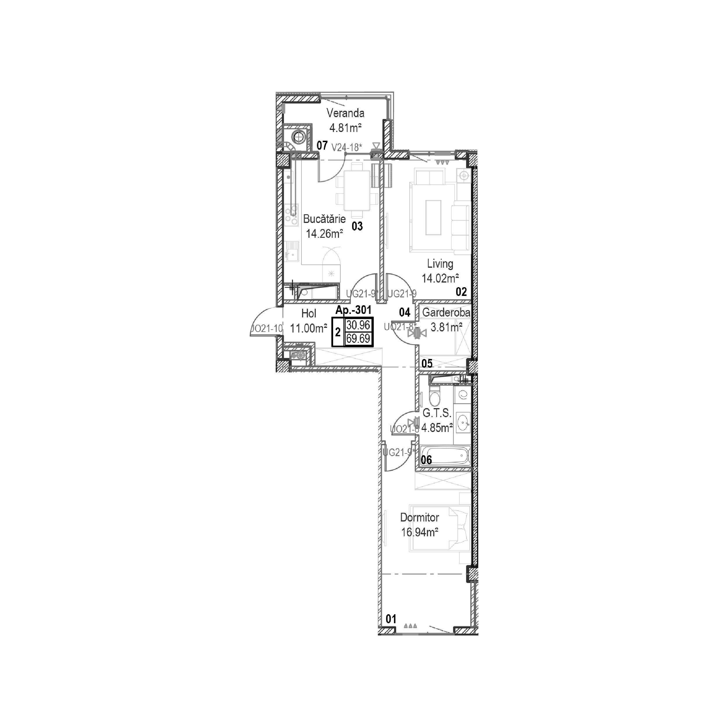 Apartament cu 2 camere