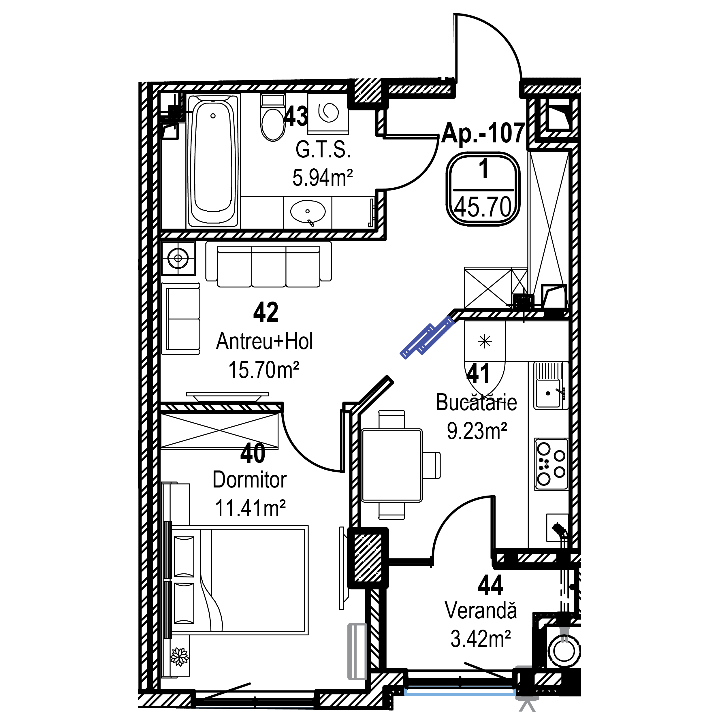 Apartament cu 1 cameră