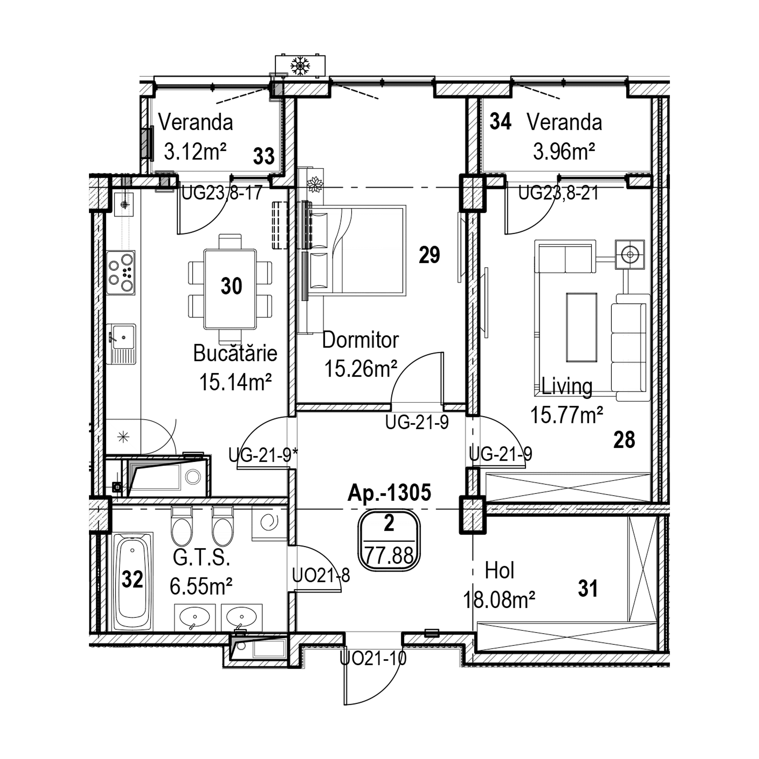 Apartament cu 2 camere