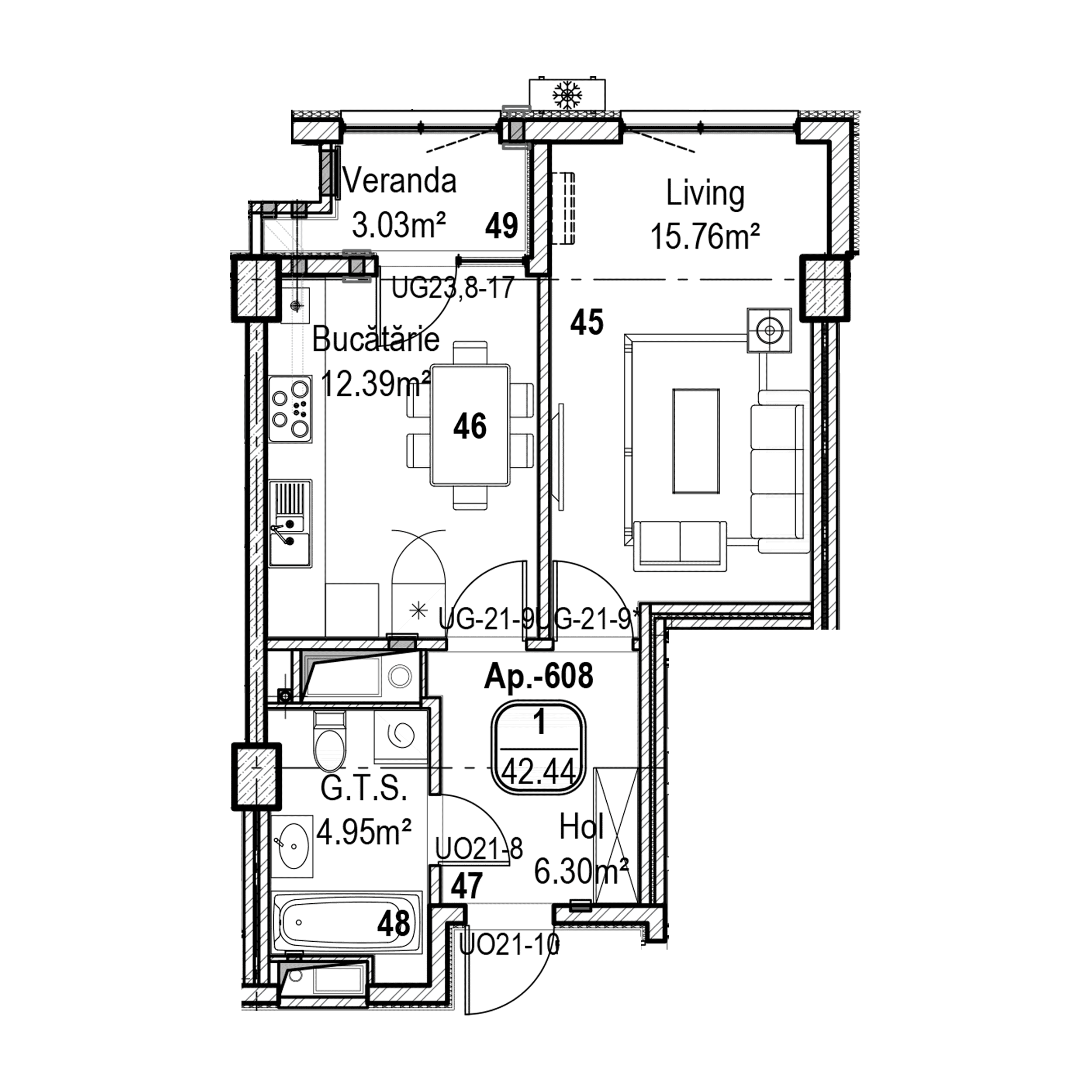 Apartament cu 1 cameră