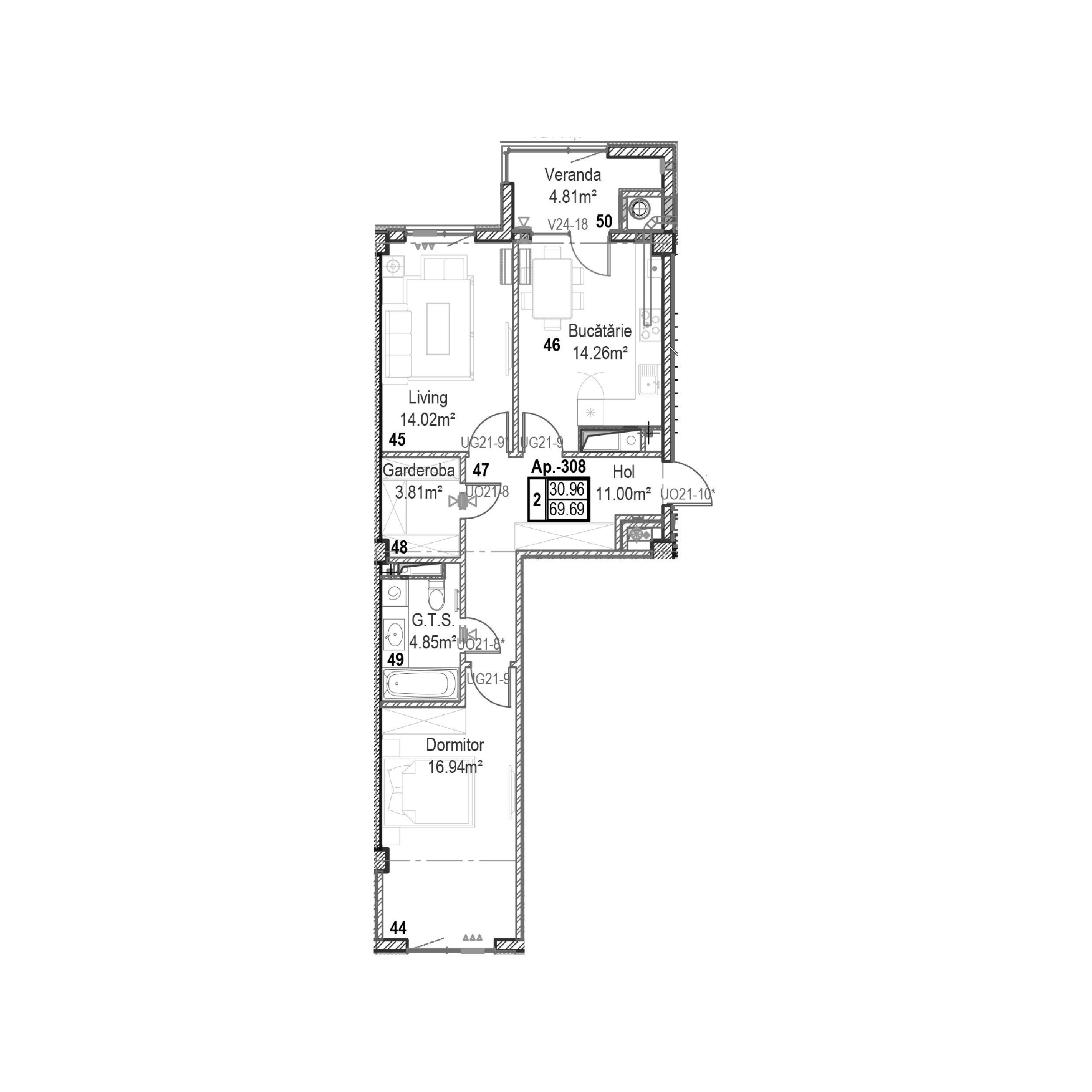 Apartament cu 2 camere
